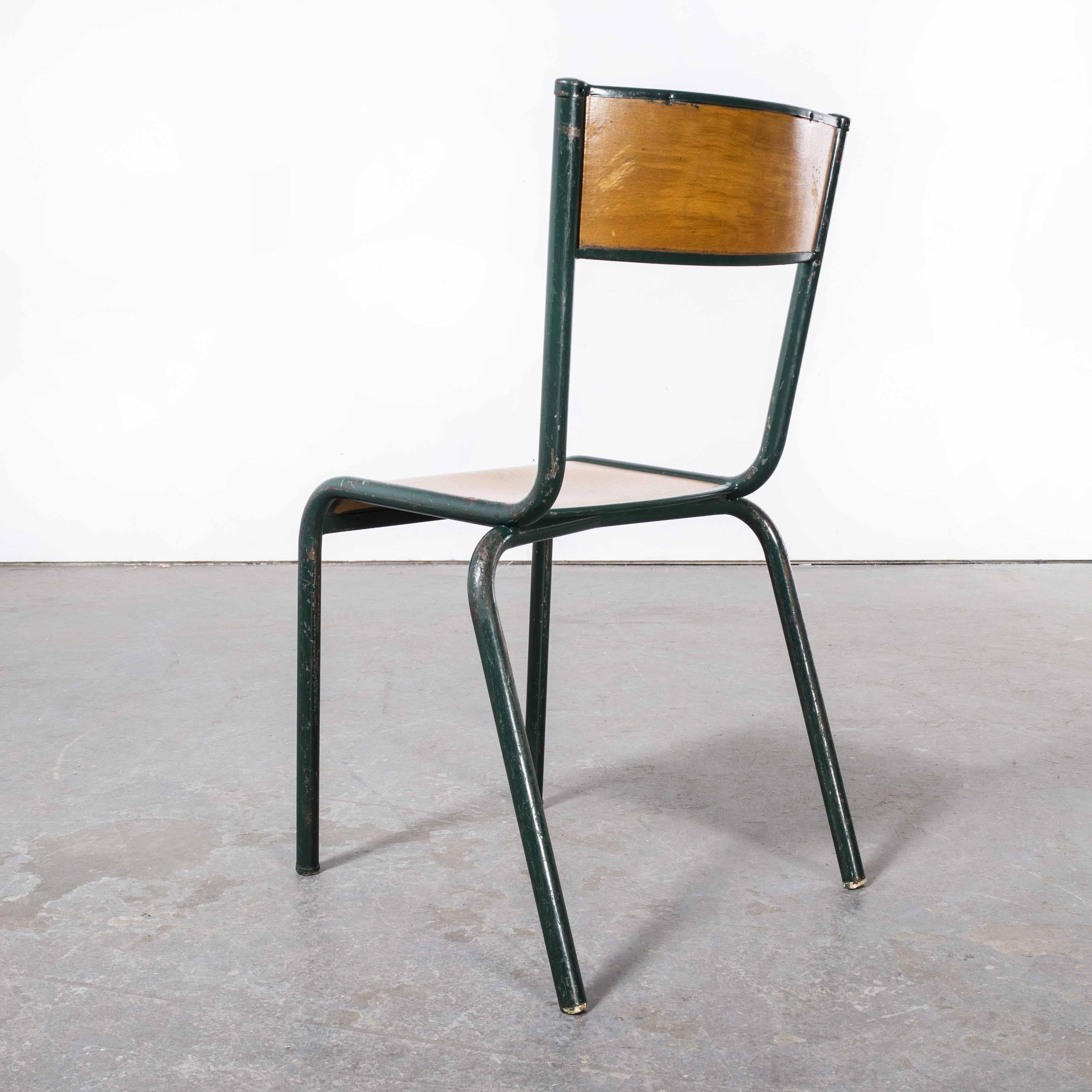 1950's French Mullca Dark Green Dining Chairs Model 510, Set of Four In Good Condition In Hook, Hampshire
