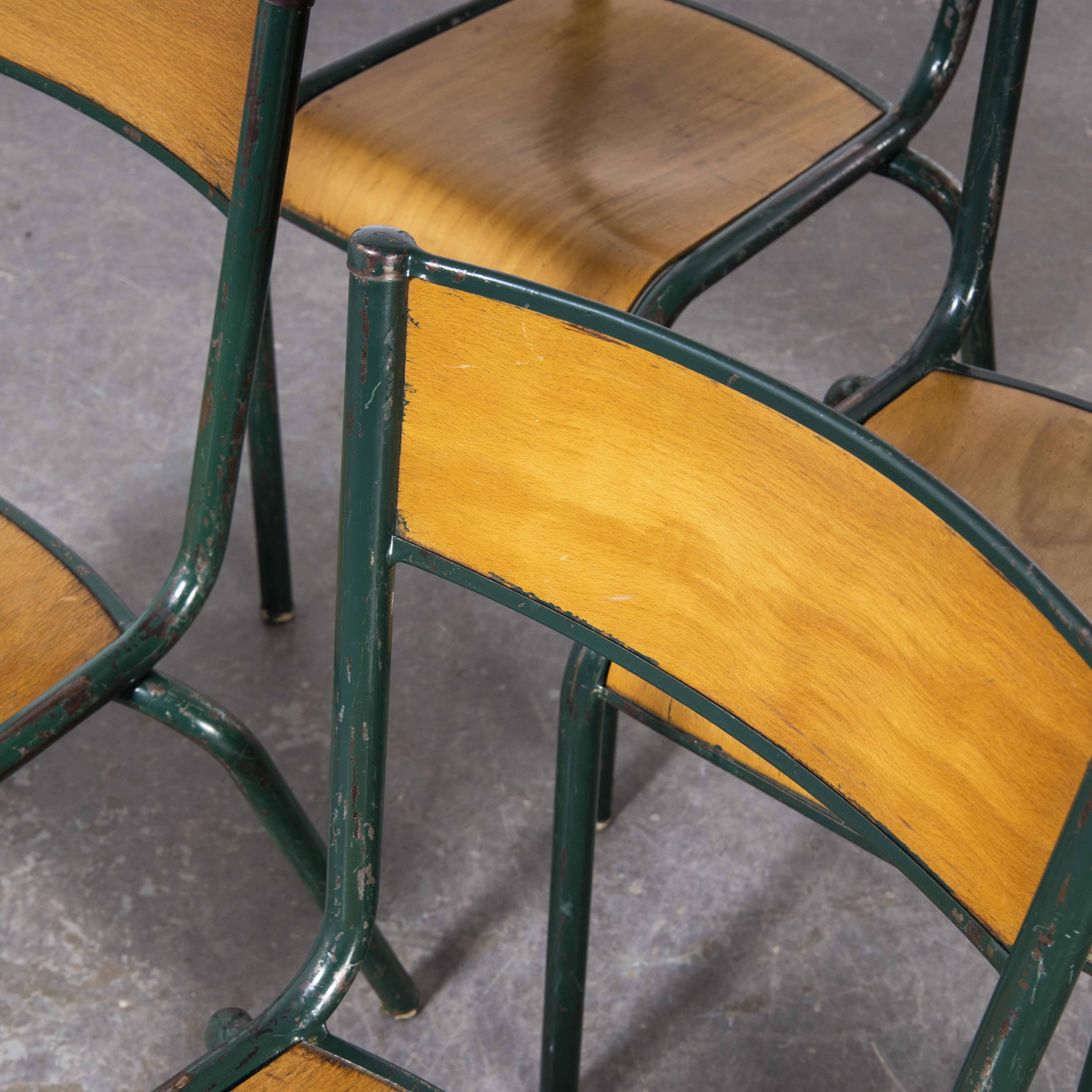 1950's French Mullca Dark Green Dining Chairs Model 510, Set of Four 2