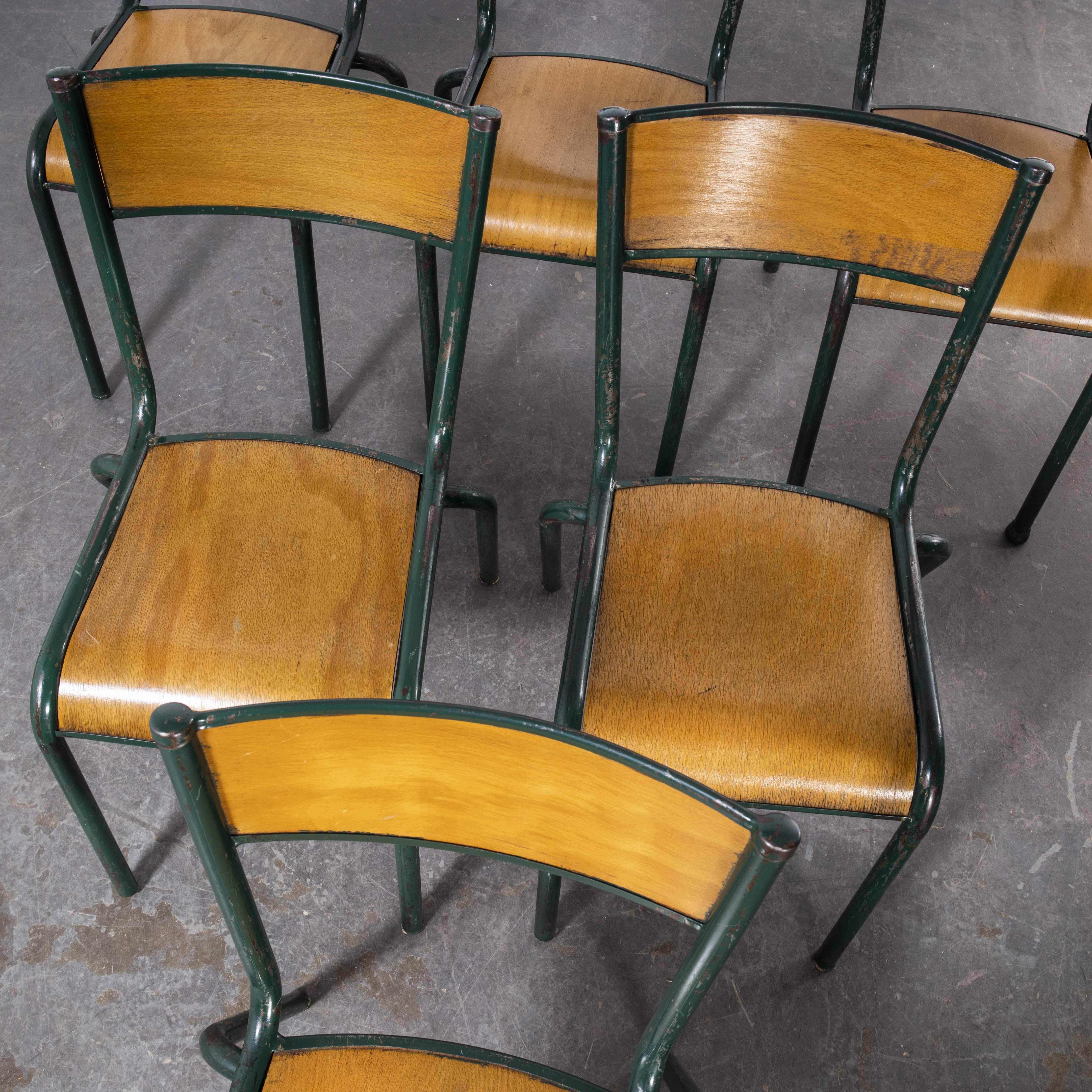 1950's French Mullca Dark Green Dining Chairs Model 510, Set of Six 1