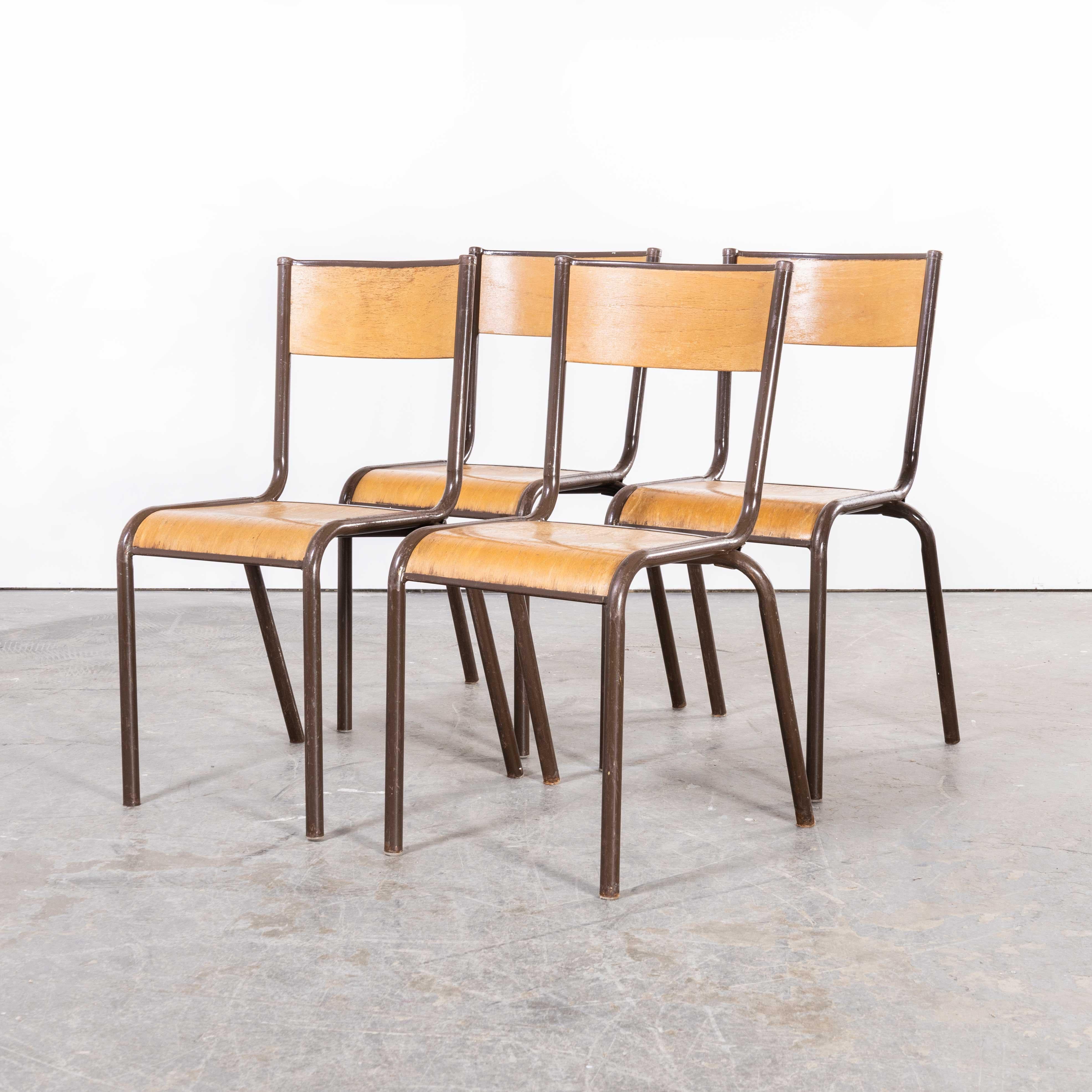 1950's French Mullca Dining Chairs Model 510, Chocolate, Set of Four In Good Condition In Hook, Hampshire