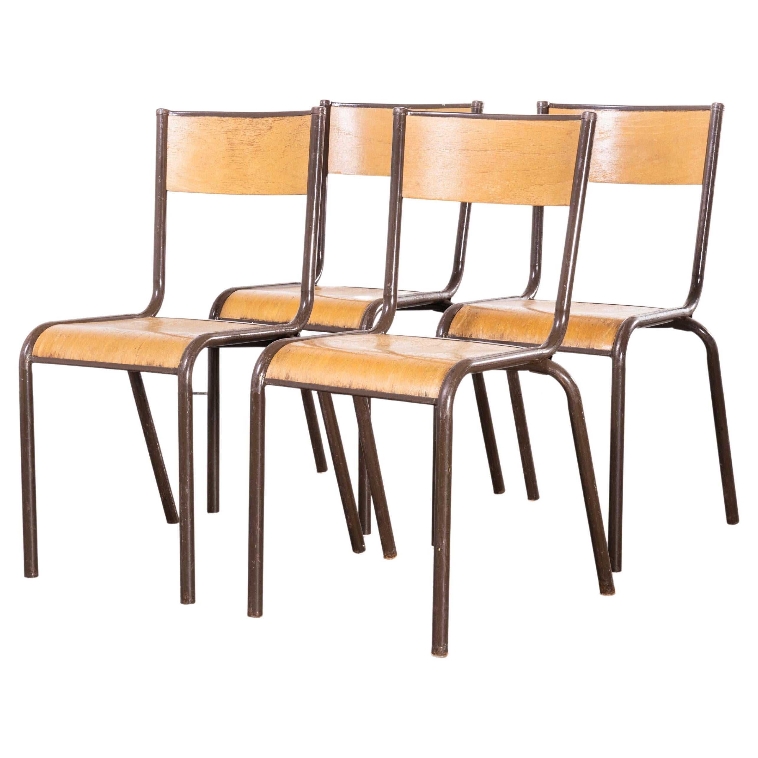 1950's French Mullca Dining Chairs Model 510, Chocolate, Set of Four