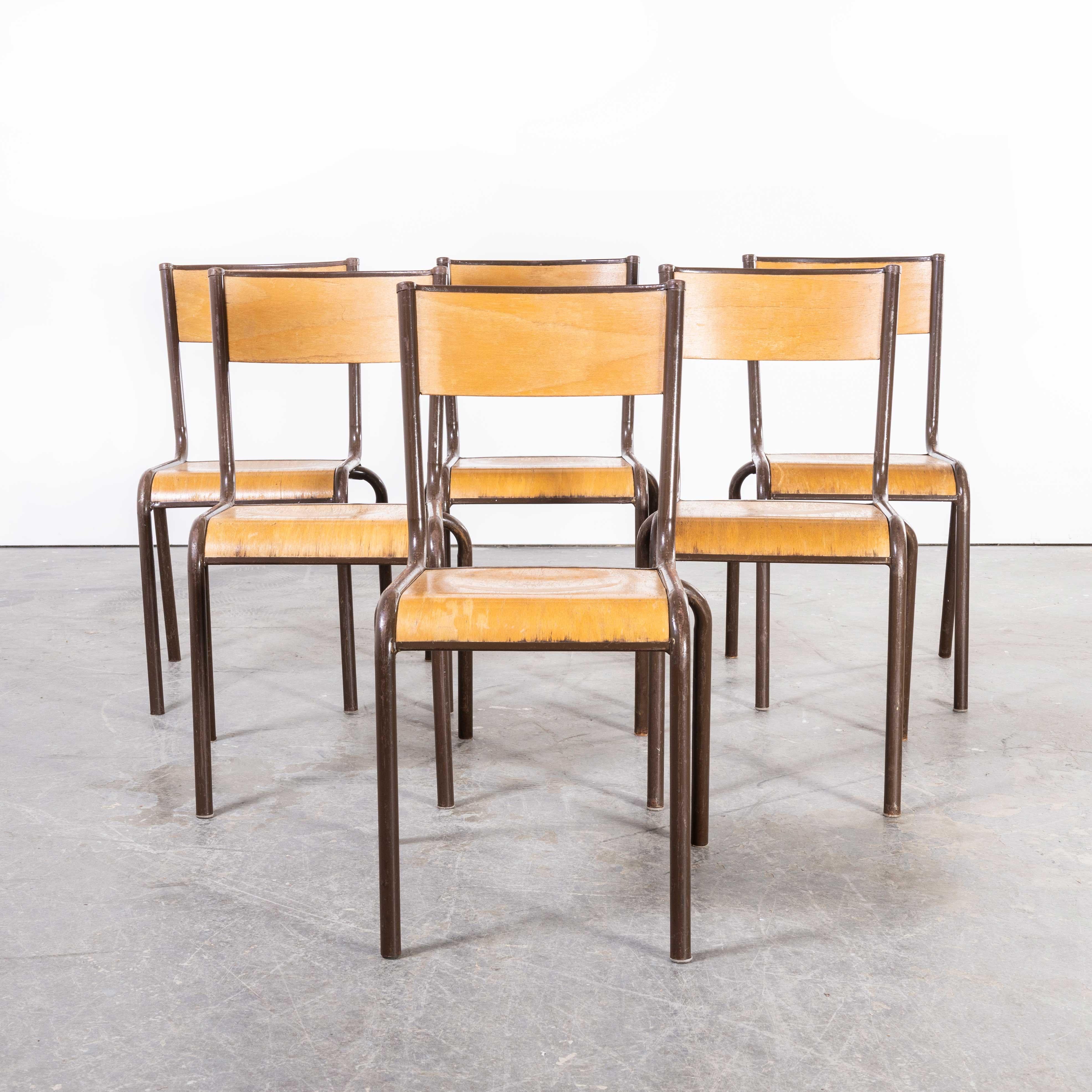 1950's French Mullca Dining Chairs Model 510, Chocolate, Set of Six In Good Condition In Hook, Hampshire