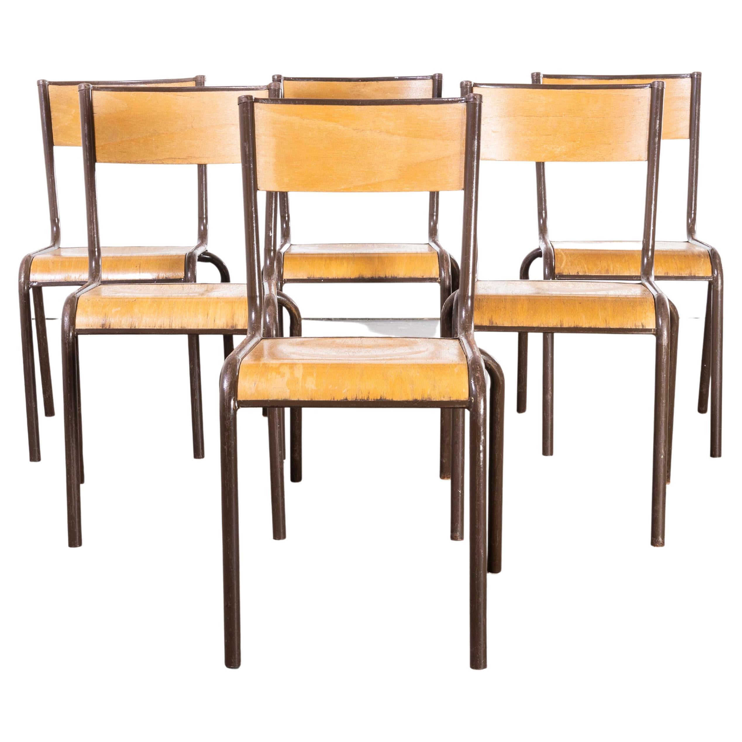 1950's French Mullca Dining Chairs Model 510, Chocolate, Set of Six