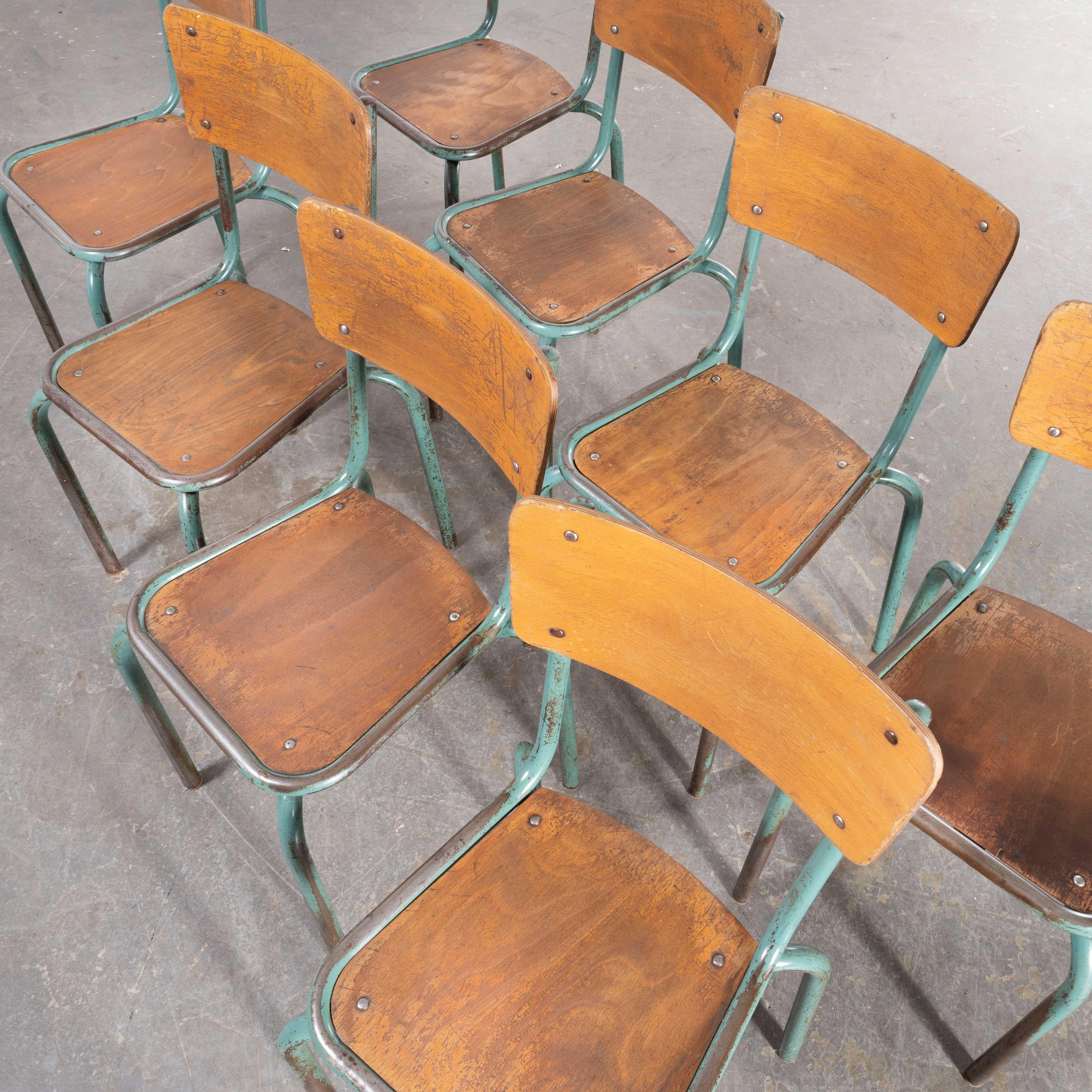 1950s French Mullca Framed Seat Stacking Dining Chairs - Set of Eight For Sale 5
