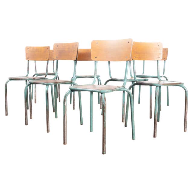 Stacking Chairs by Sebel, Pressed Metal Seat on Tubular Frame, Set of 4 ...