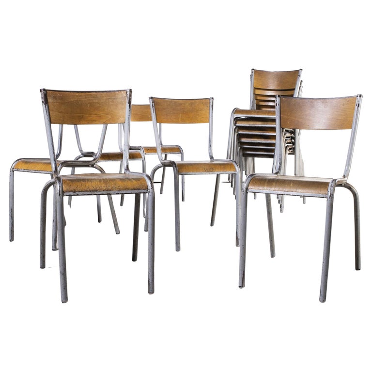 1950's French Mullca Grey Leg School Dining Chairs, Set of Thirteen For  Sale at 1stDibs