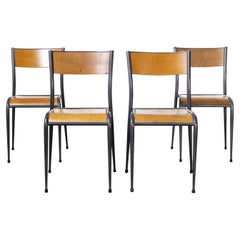 Retro 1950's French Mullca Grey Tapered Leg School Dining Chairs, Set of Four