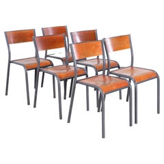 Mullca Light français des années 1950  Chaises de salle à manger grises - Lot de six