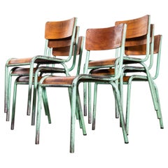1950's French Mullca Mint Green Simple Stacking Dining Chairs - Set Of Seven