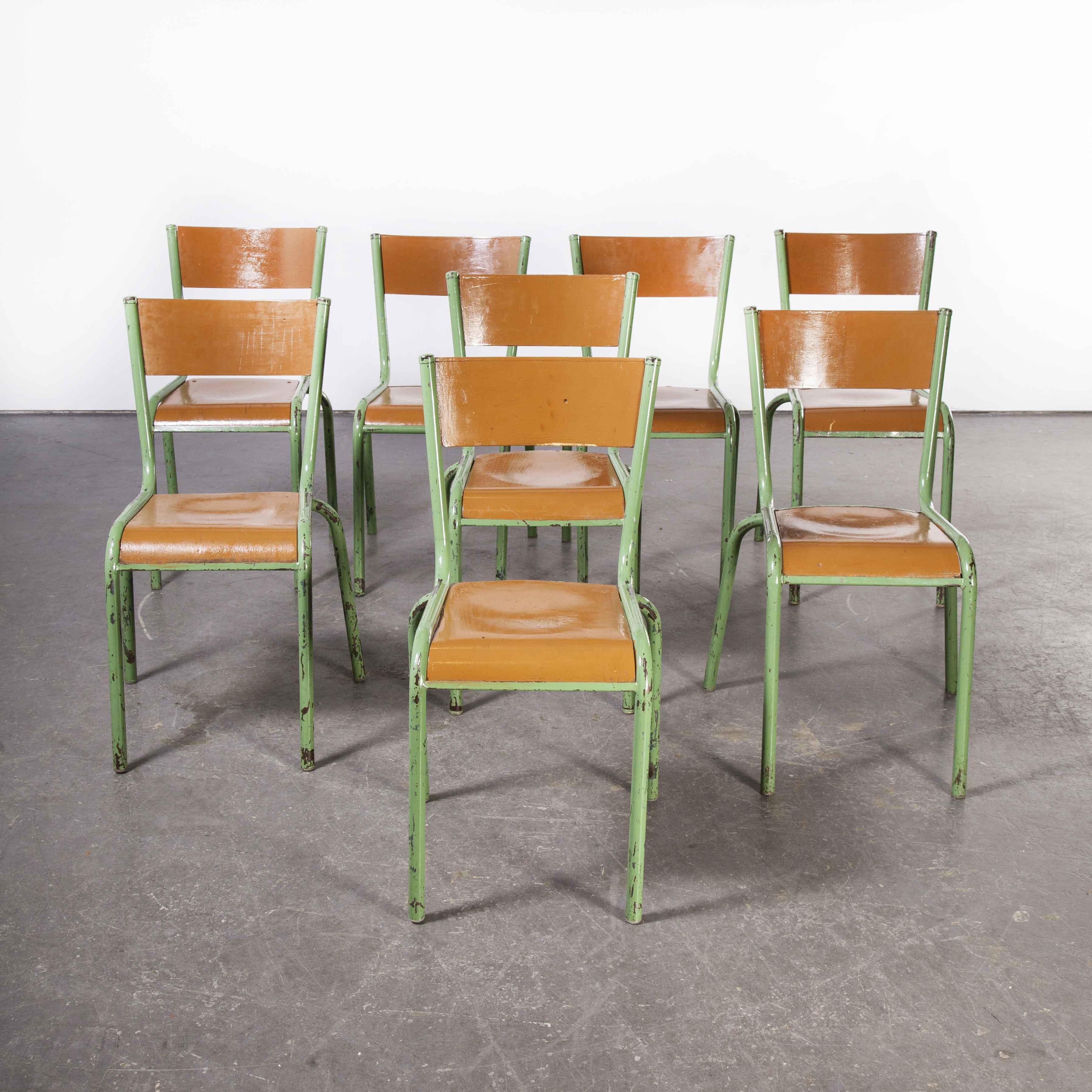 1950's French Mullca Overpainted Stacking Dining Chairs, Set of Eight In Good Condition In Hook, Hampshire