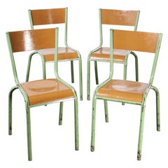 1950's French Mullca Overpainted Stacking Dining Chairs, Set of Four
