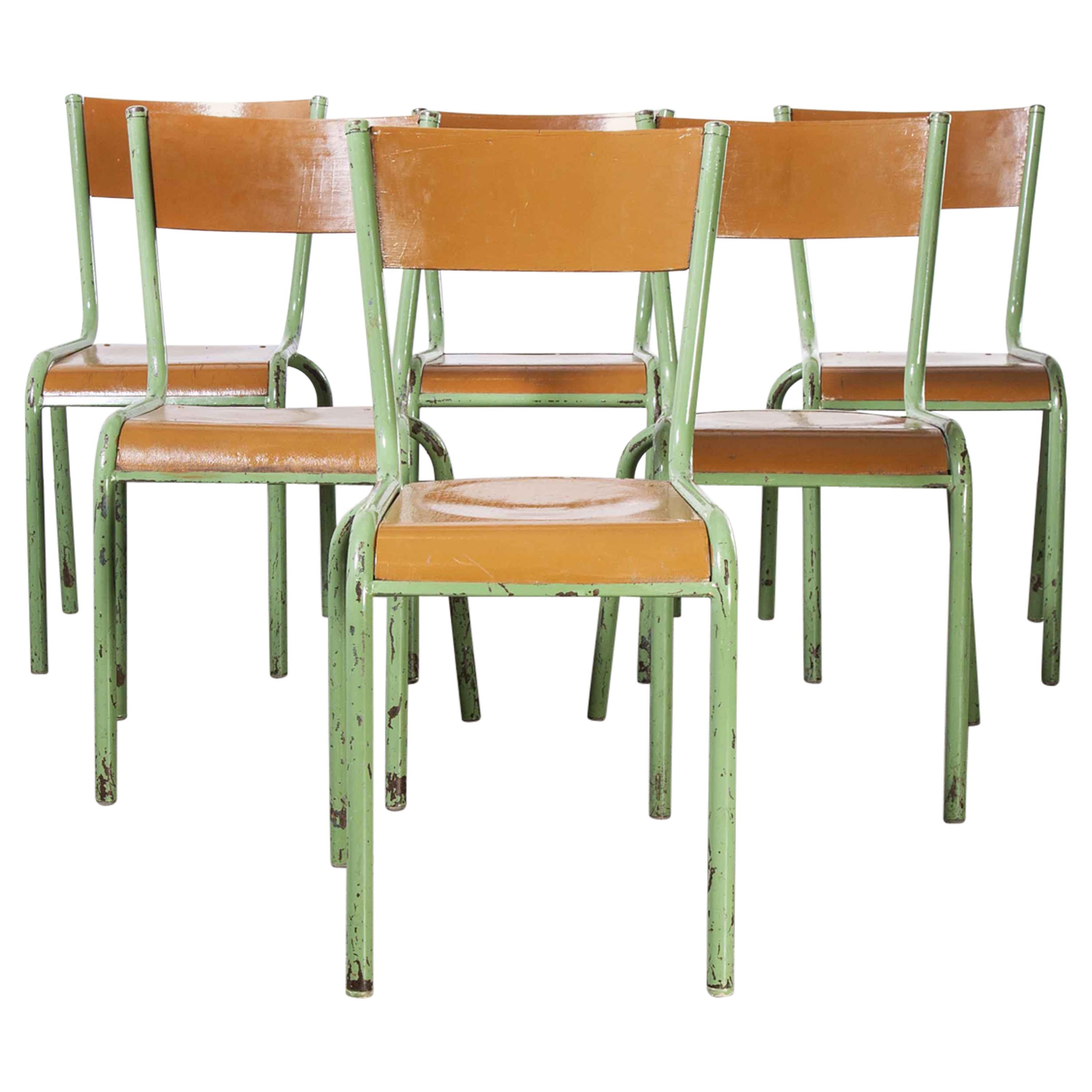 1950's Original Elbe Stacking Metal Frame Dining Chairs, Set of Six For