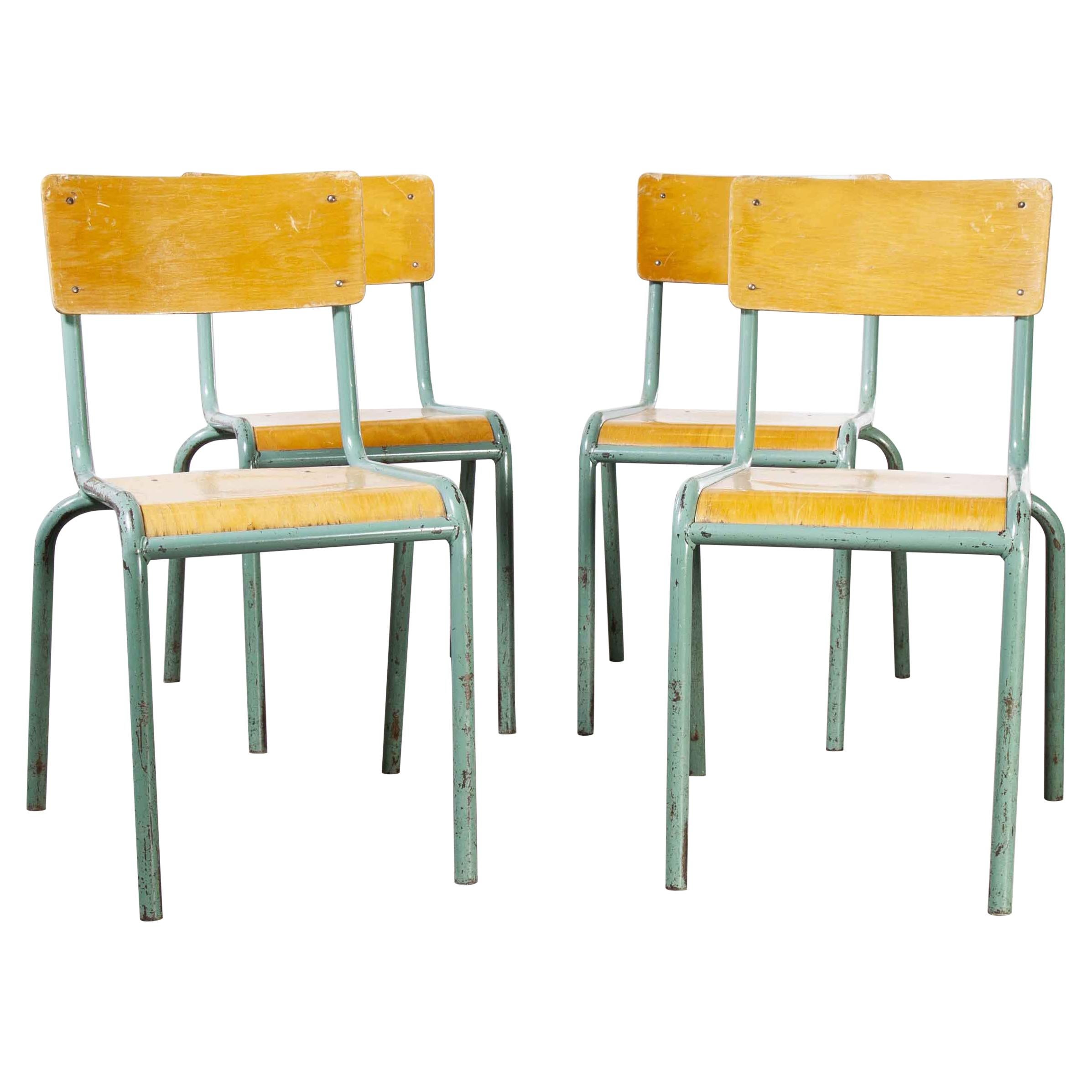 1950's French Mullca Stacking Chairs, Model 510/1 Mint Green, Set of Four  at 1stDibs