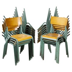 1950's French Mullca Stacking Chairs Model 510/1 Mint Green, Set of Twenty Four