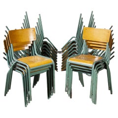1950's French Mullca Stacking Chairs Model 510/1 Mint Green, Set of Twenty Four