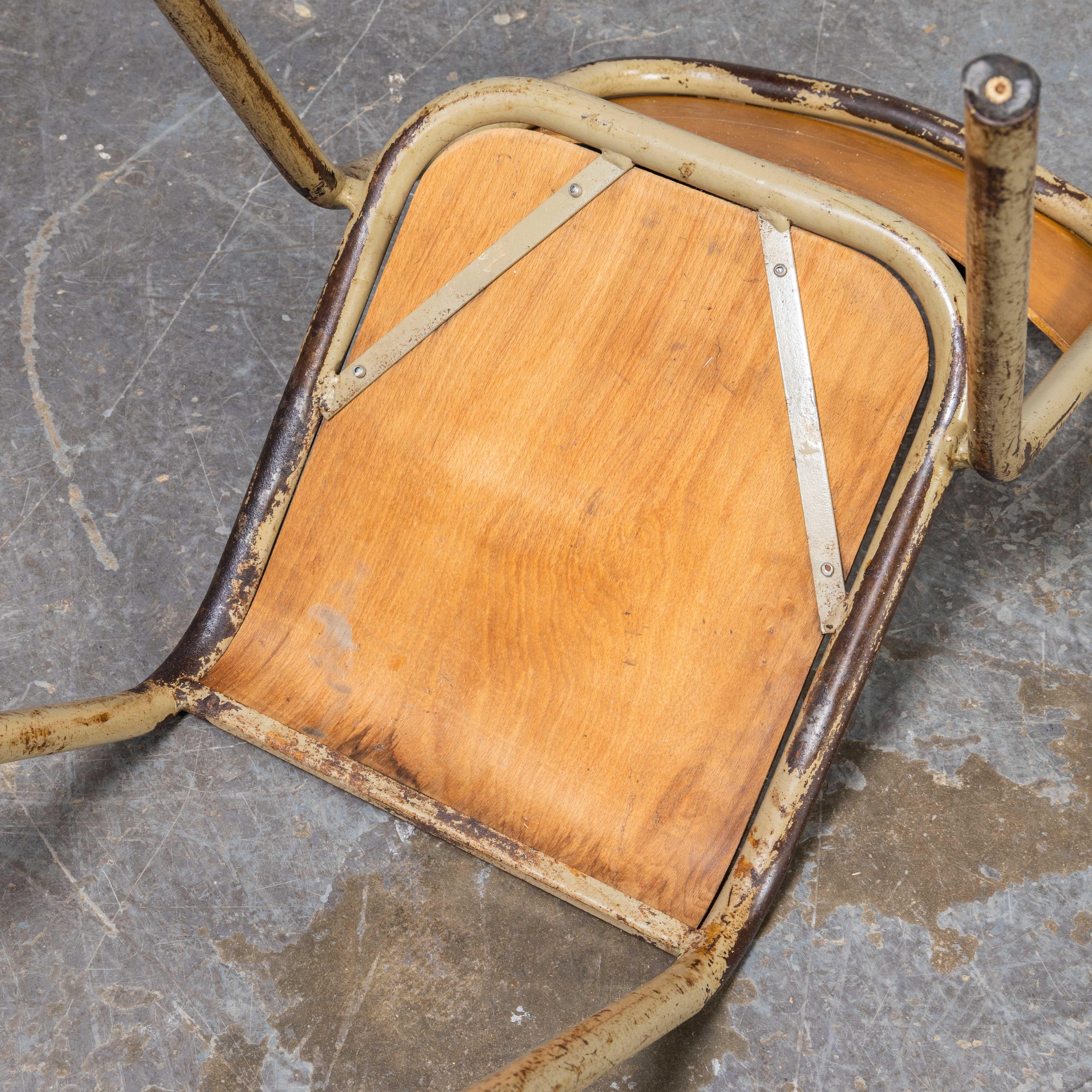 1950's French Mullca Stacking D Back Dining Chair - Camel - Set Of Fourteen For Sale 5