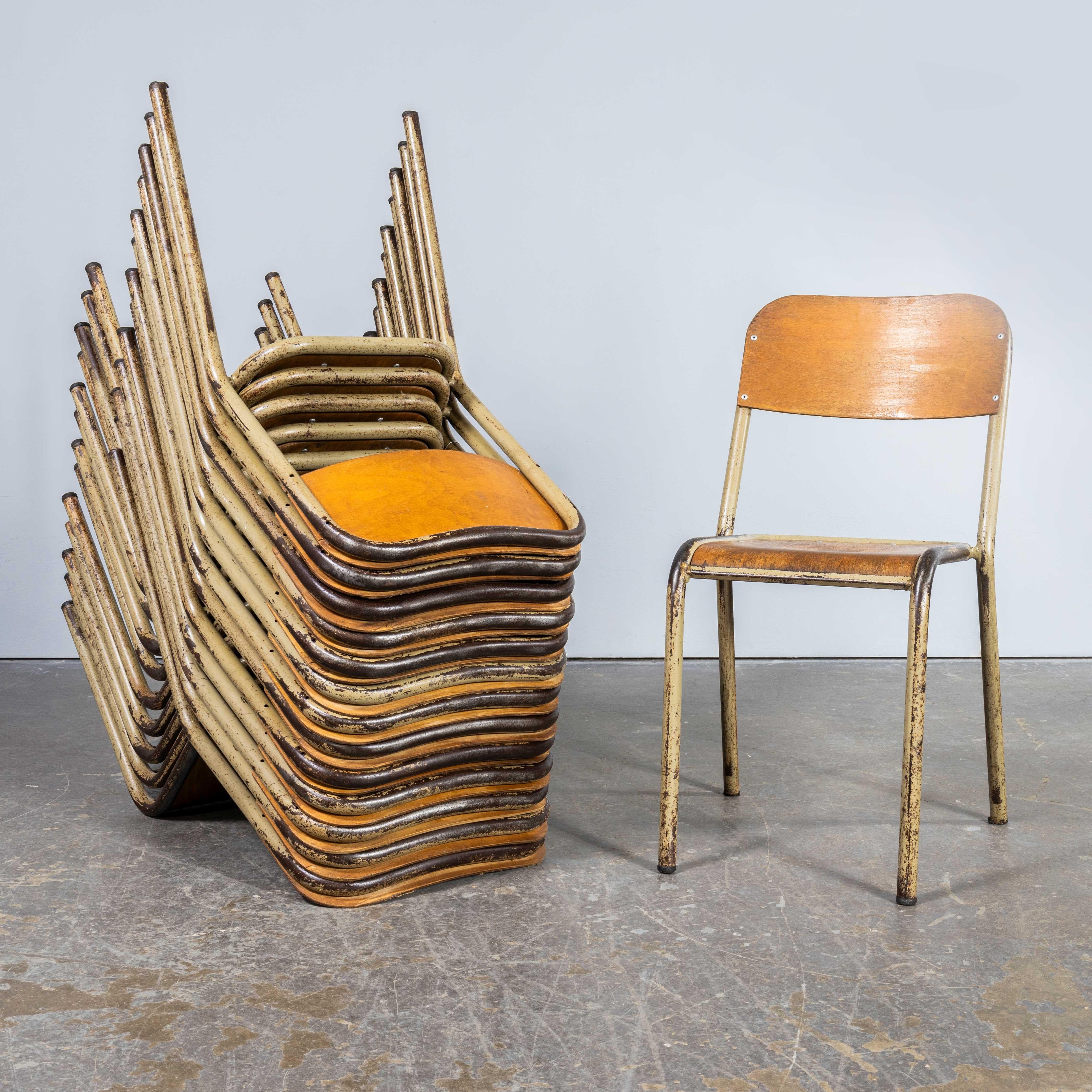 1950's French Mullca Stacking D Back Dining Chair - Camel - Set Of Fourteen For Sale 6