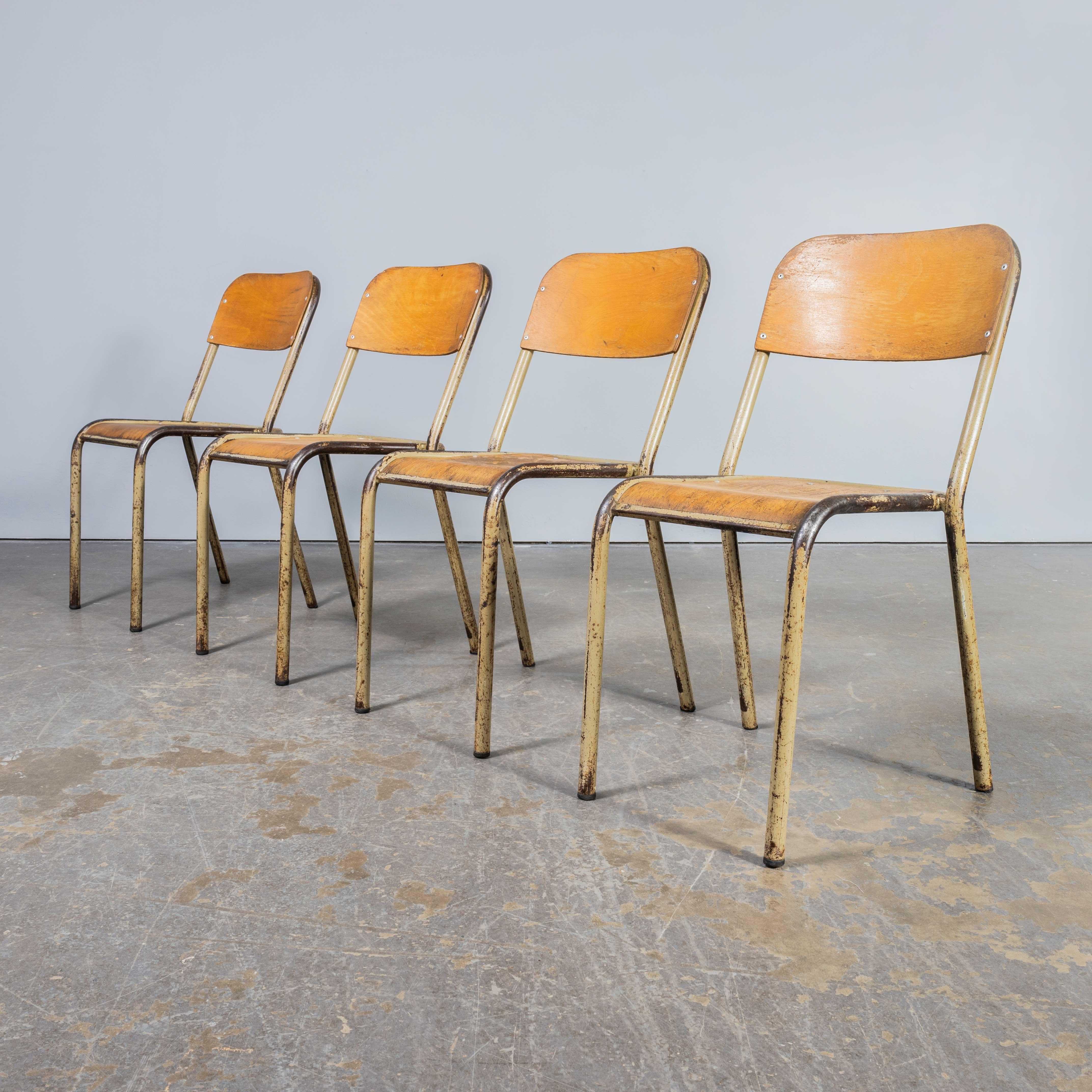 1950's French Mullca Stacking D Back Dining Chair - Camel - Set Of Fourteen For Sale 1