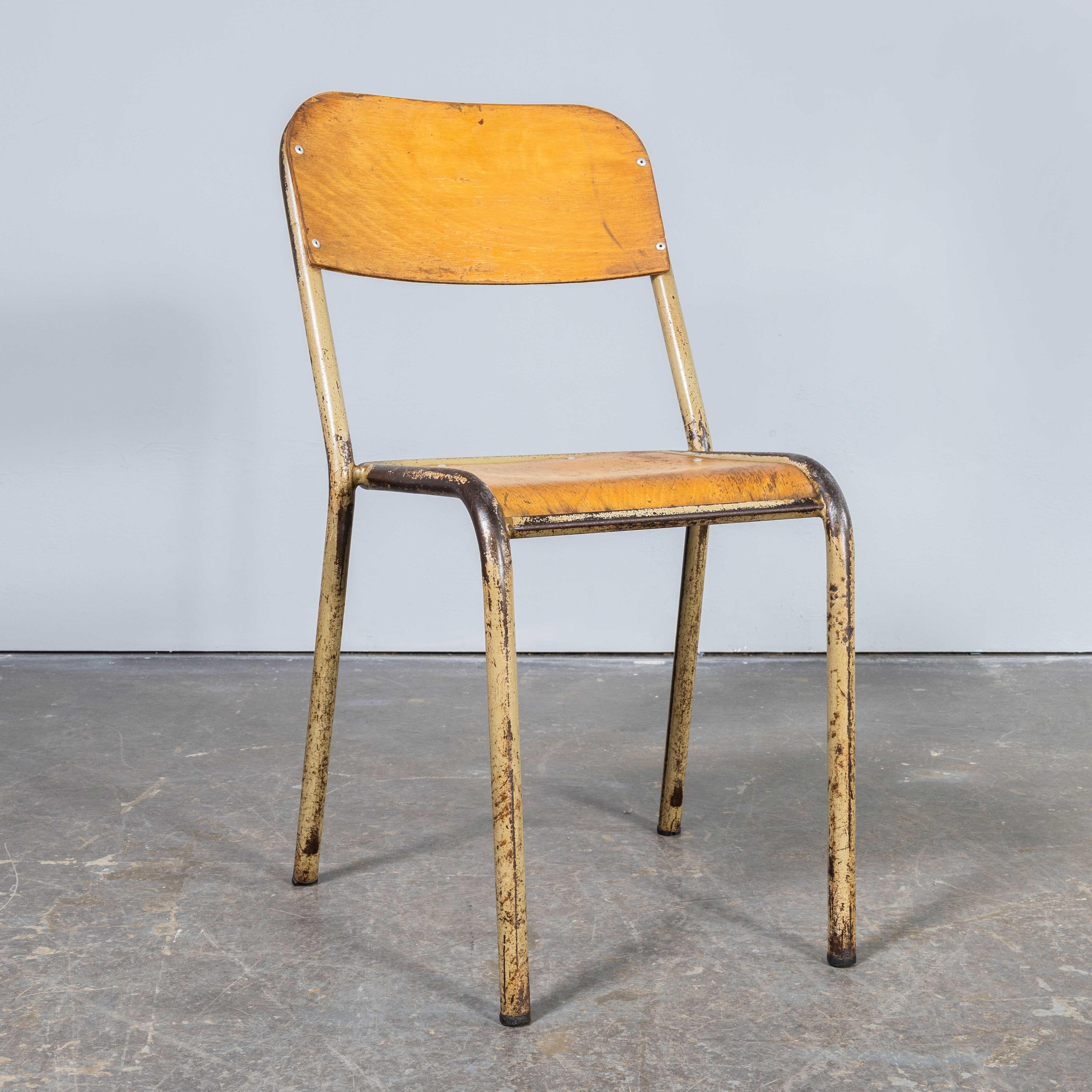 1950's French Mullca Stacking D Back Dining Chair - Camel - Set Of Fourteen For Sale 2