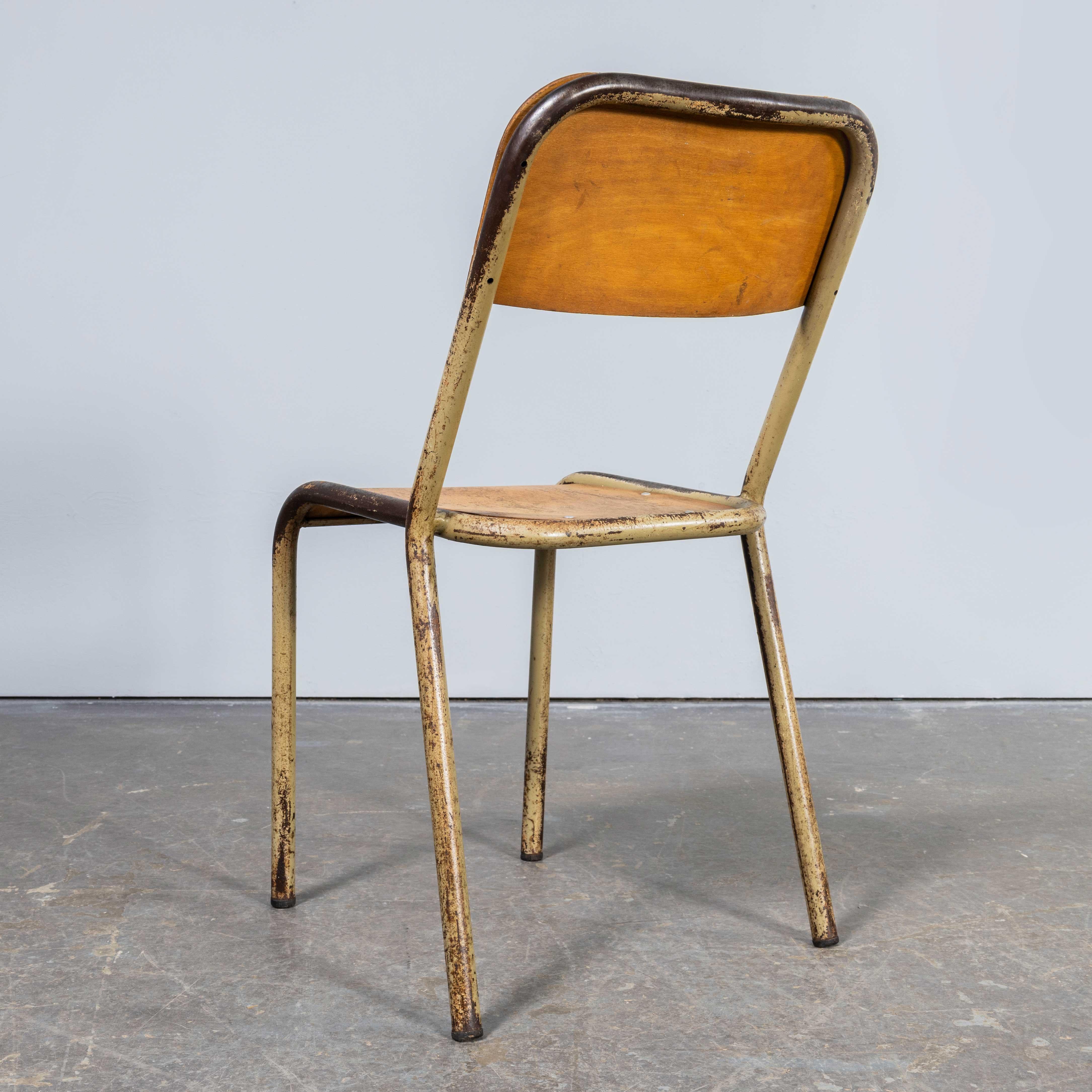 1950's French Mullca Stacking D Back Dining Chair - Camel - Set Of Fourteen For Sale 3