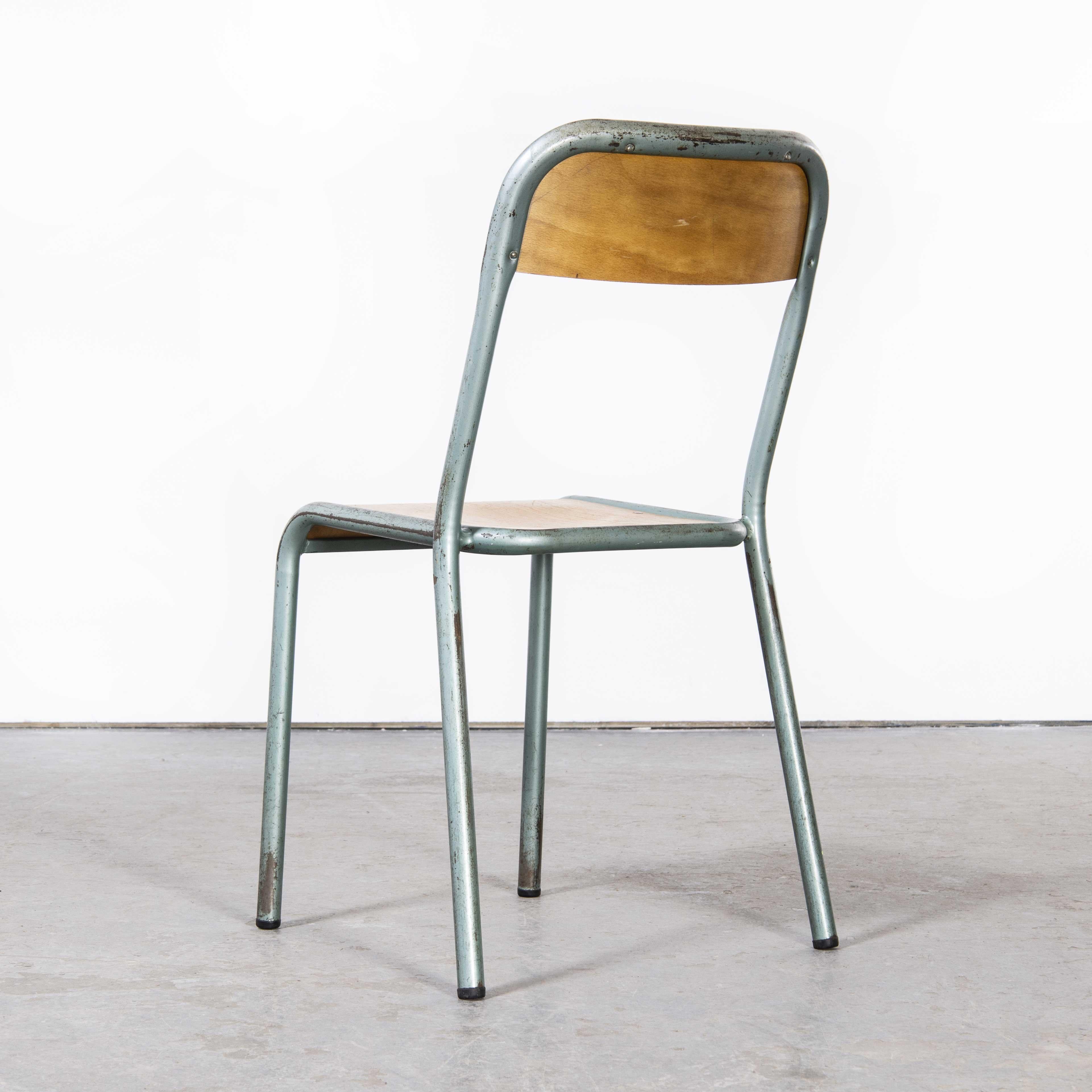 1950's French Mullca Stacking Dining Chairs Aqua Model D, Set of Fifteen In Good Condition In Hook, Hampshire