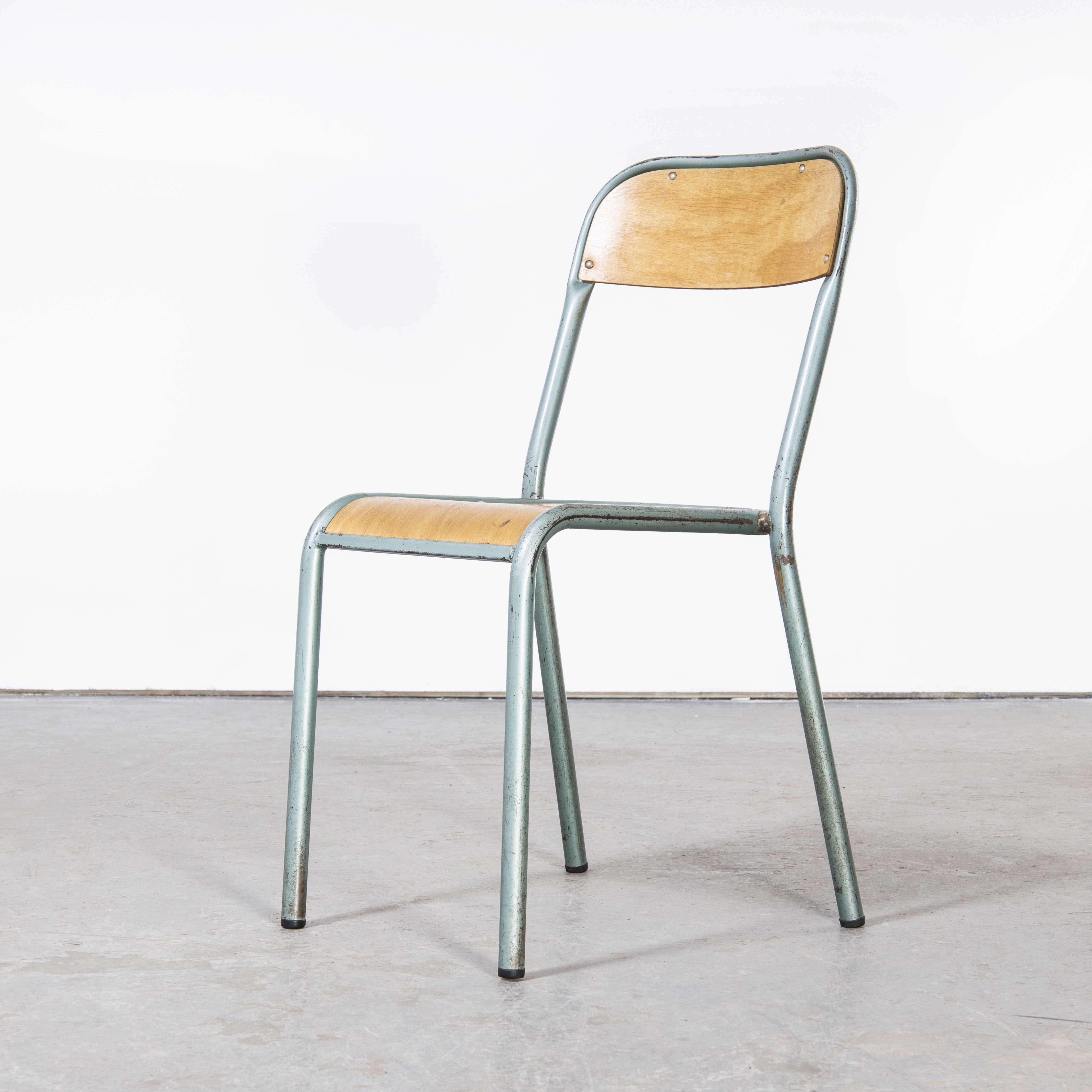 Mid-20th Century 1950's French Mullca Stacking Dining Chairs Aqua Model D, Set of Fifteen