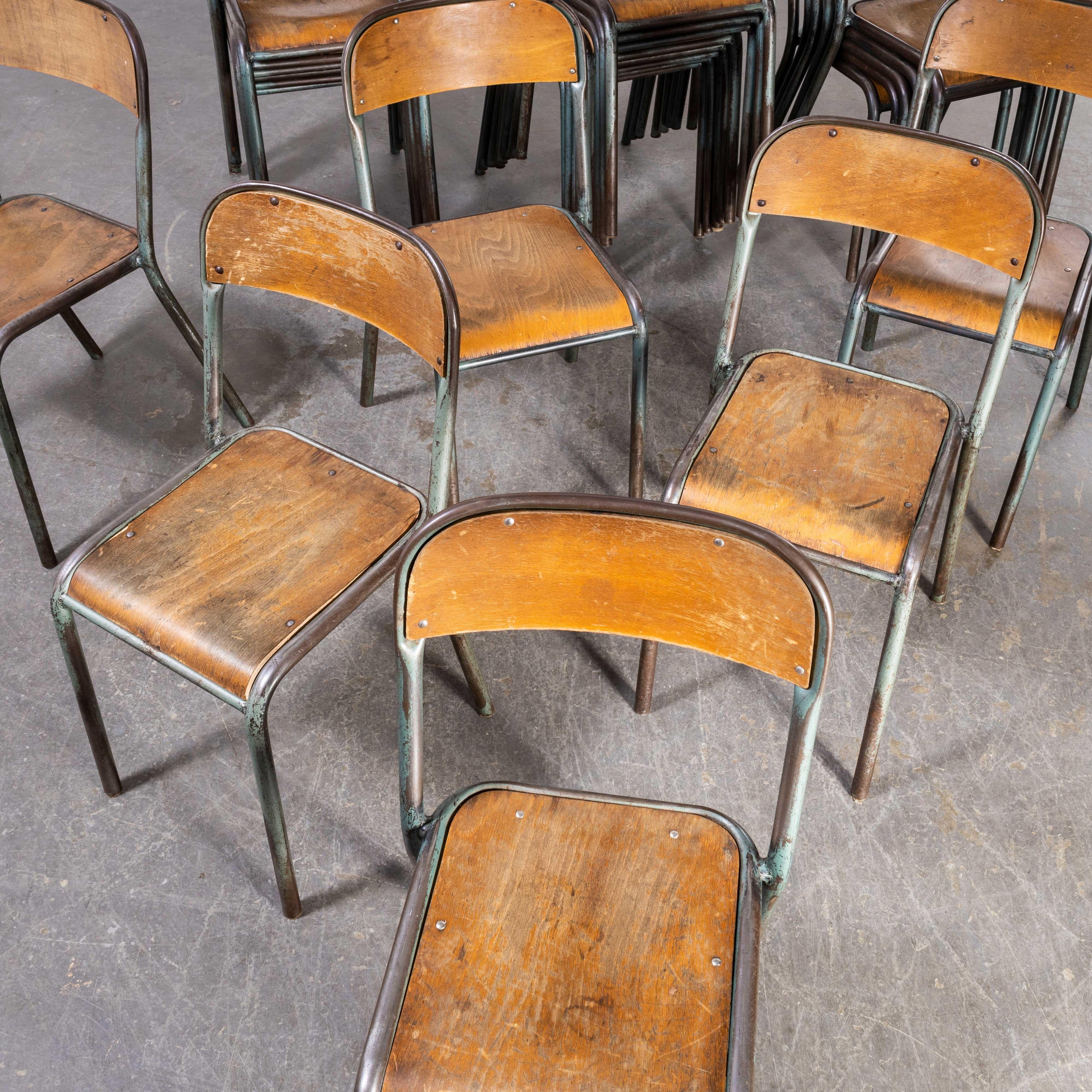 Mid-20th Century 1950's French Mullca Stacking Dining Chairs Aqua Model D - Set Of Twenty Five