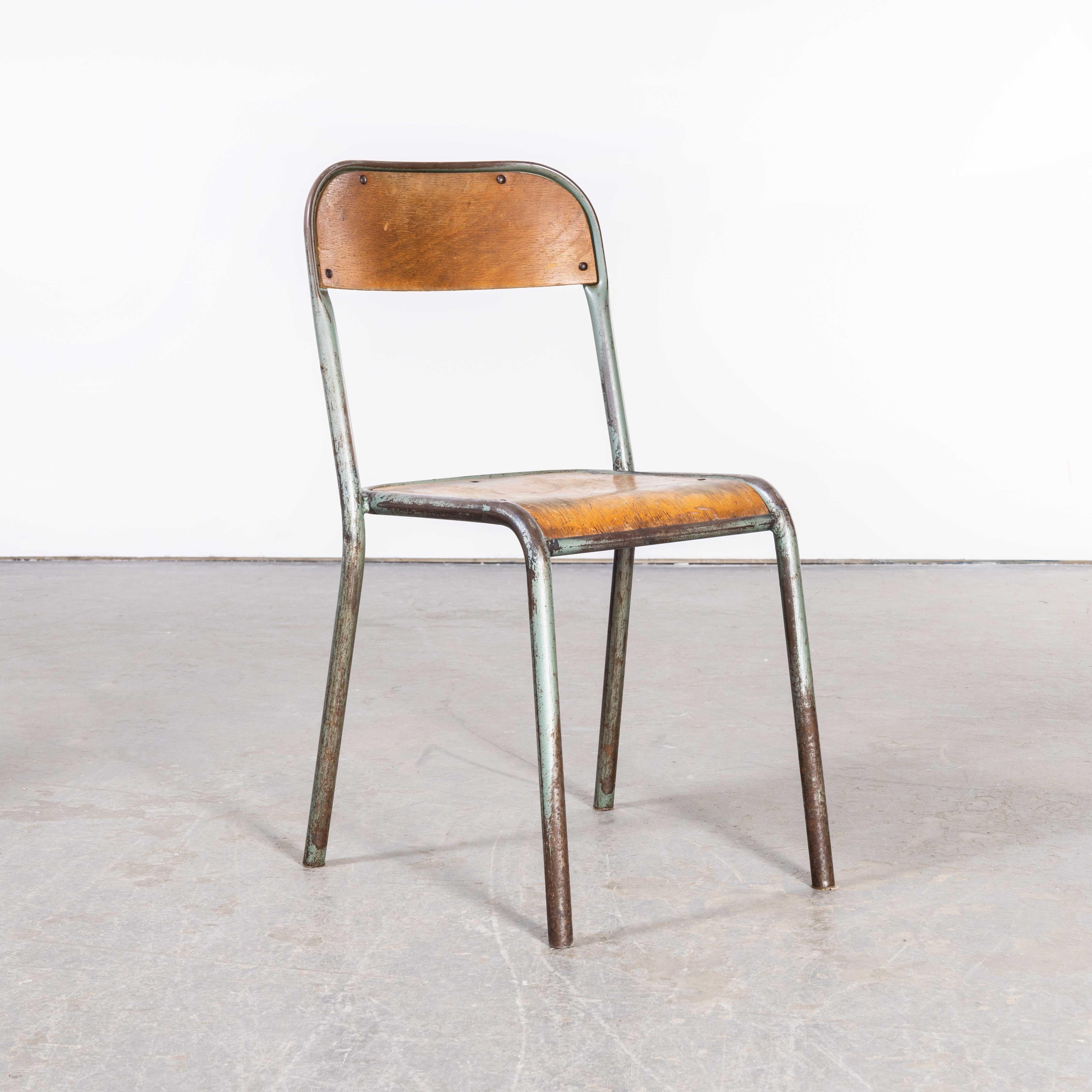 Birch 1950's French Mullca Stacking Dining Chairs Aqua Model D - Set Of Twenty Five