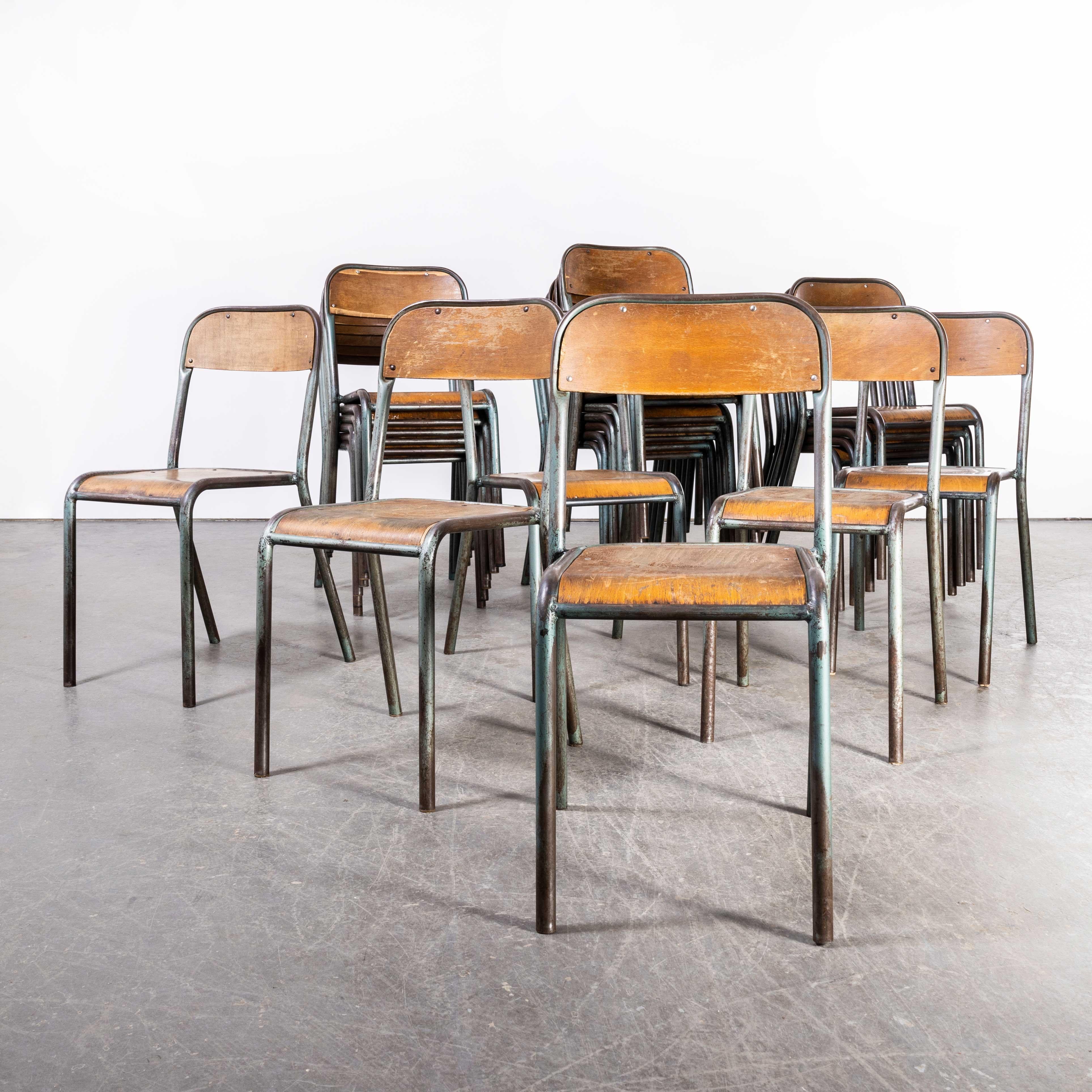 1950's French Mullca Stacking Dining Chairs Aqua Model D - Set Of Twenty Five 1