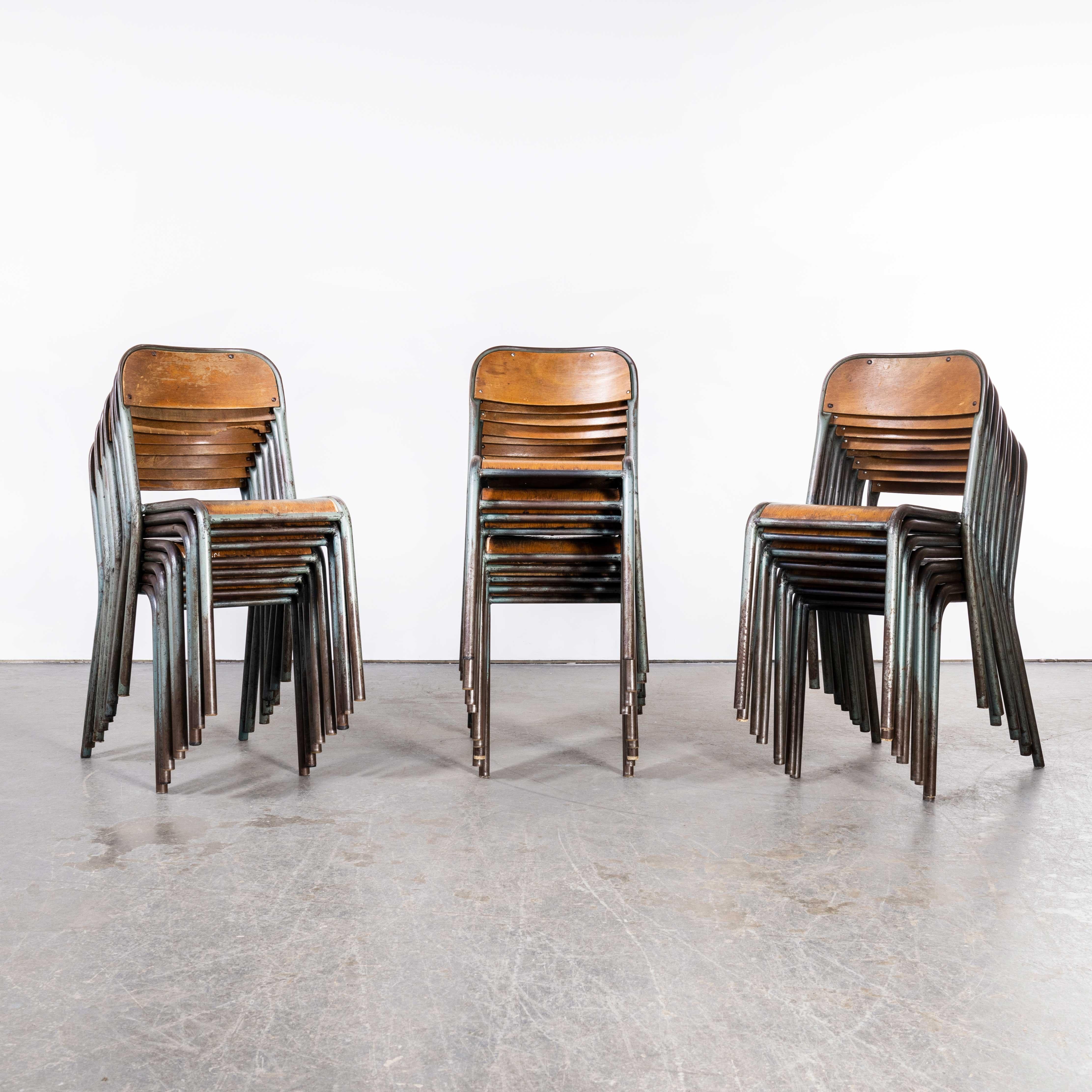 1950's French Mullca Stacking Dining Chairs Aqua Model D - Set Of Twenty Five 3