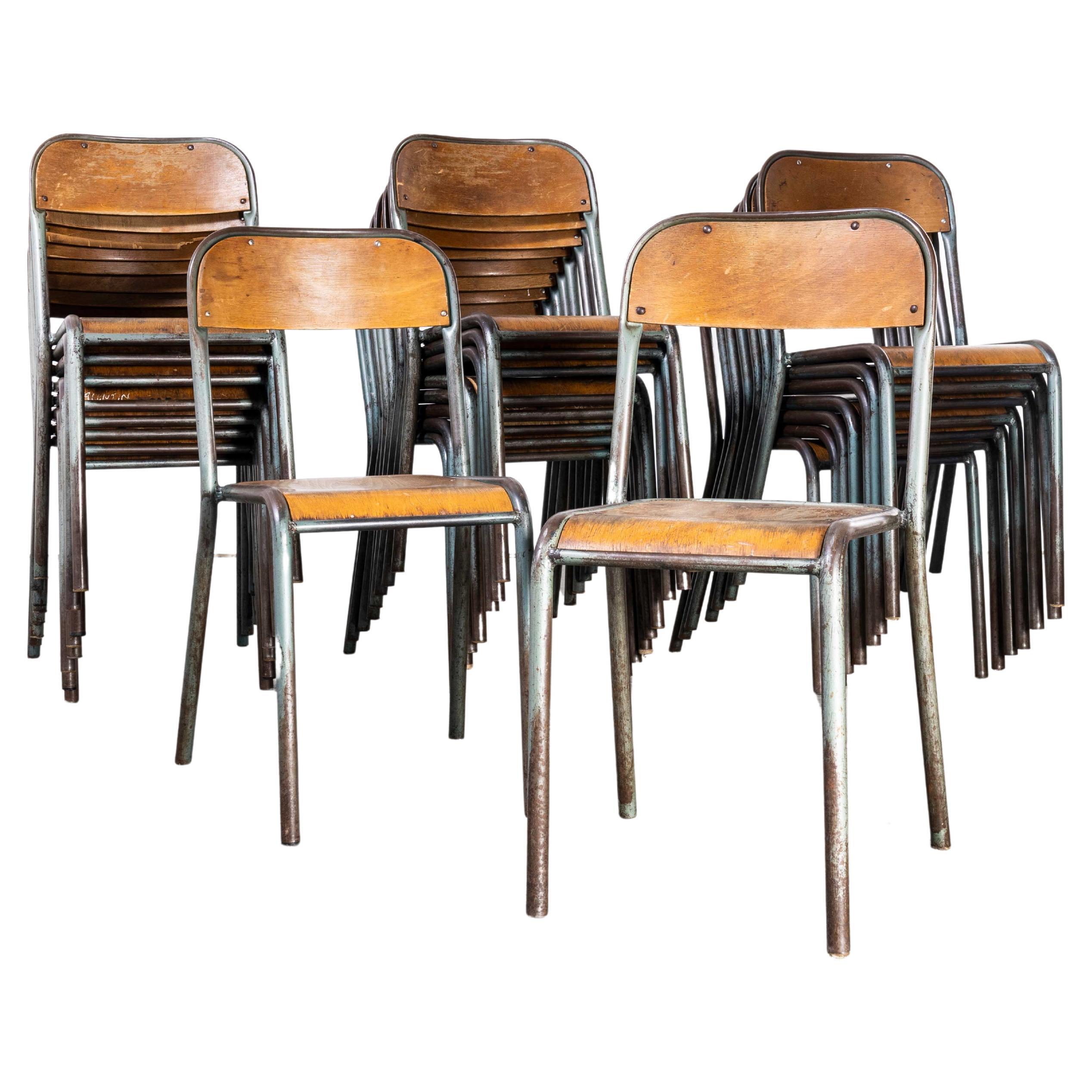 1950's French Mullca Stacking Dining Chairs Aqua Model D - Set Of Twenty Five