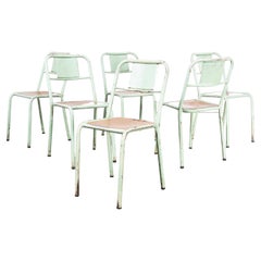 Vintage 1950's French Mullca Stacking Dining Chairs Mint With Wood Seat - Set Of Six