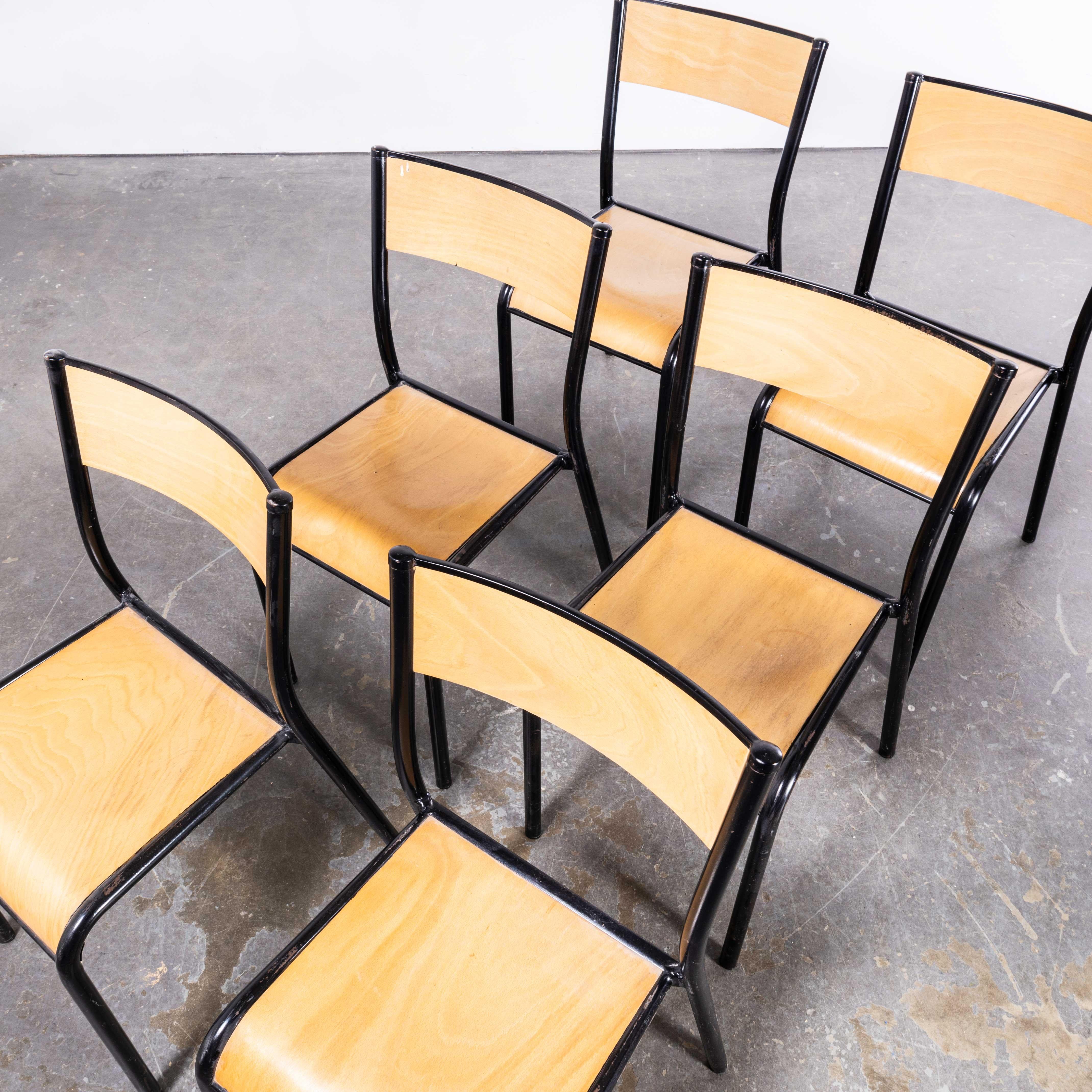 1950s French Mullca Stacking School, Black Model 510, Set of Six For Sale 1