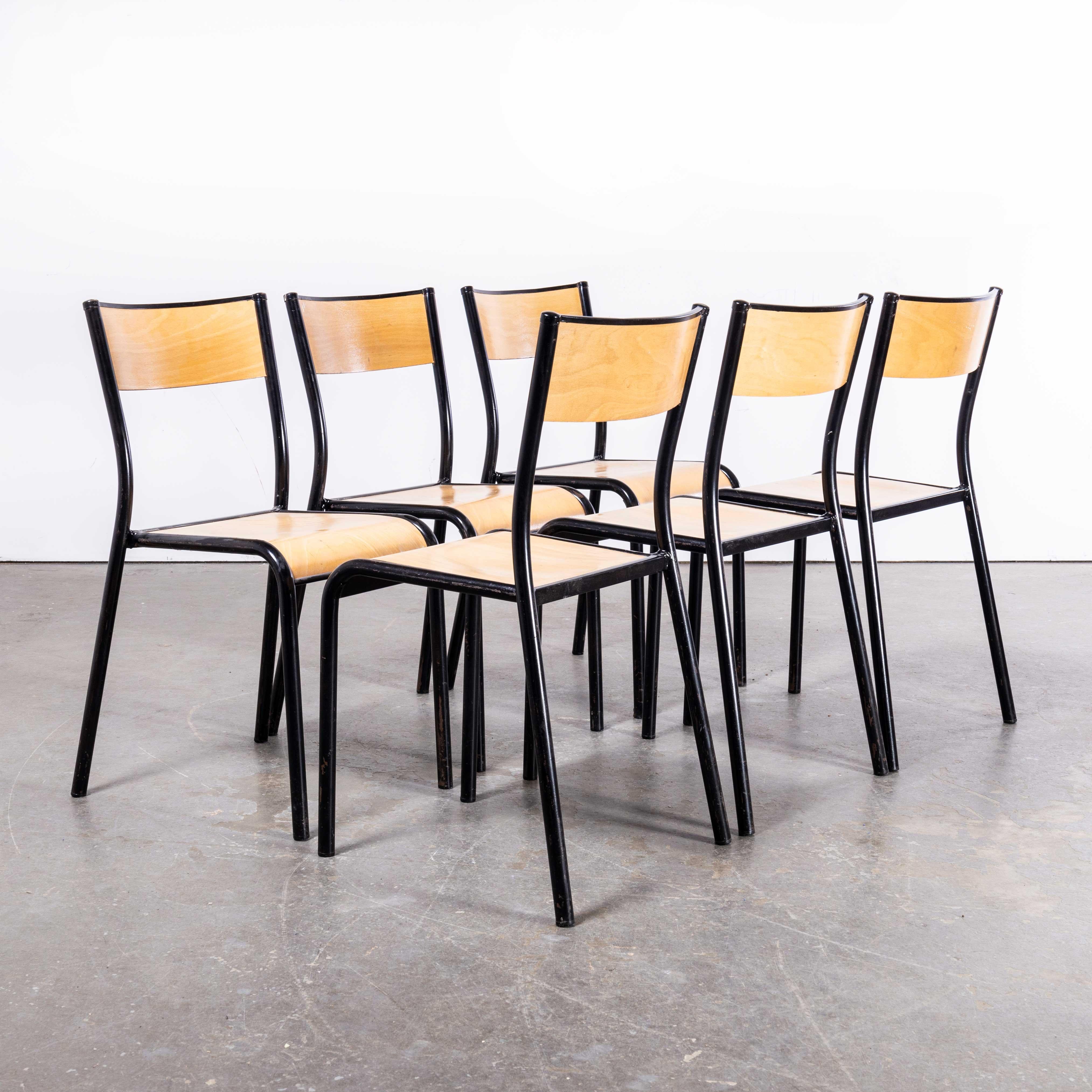 1950s French Mullca Stacking School, Black Model 510, Set of Six For Sale 2