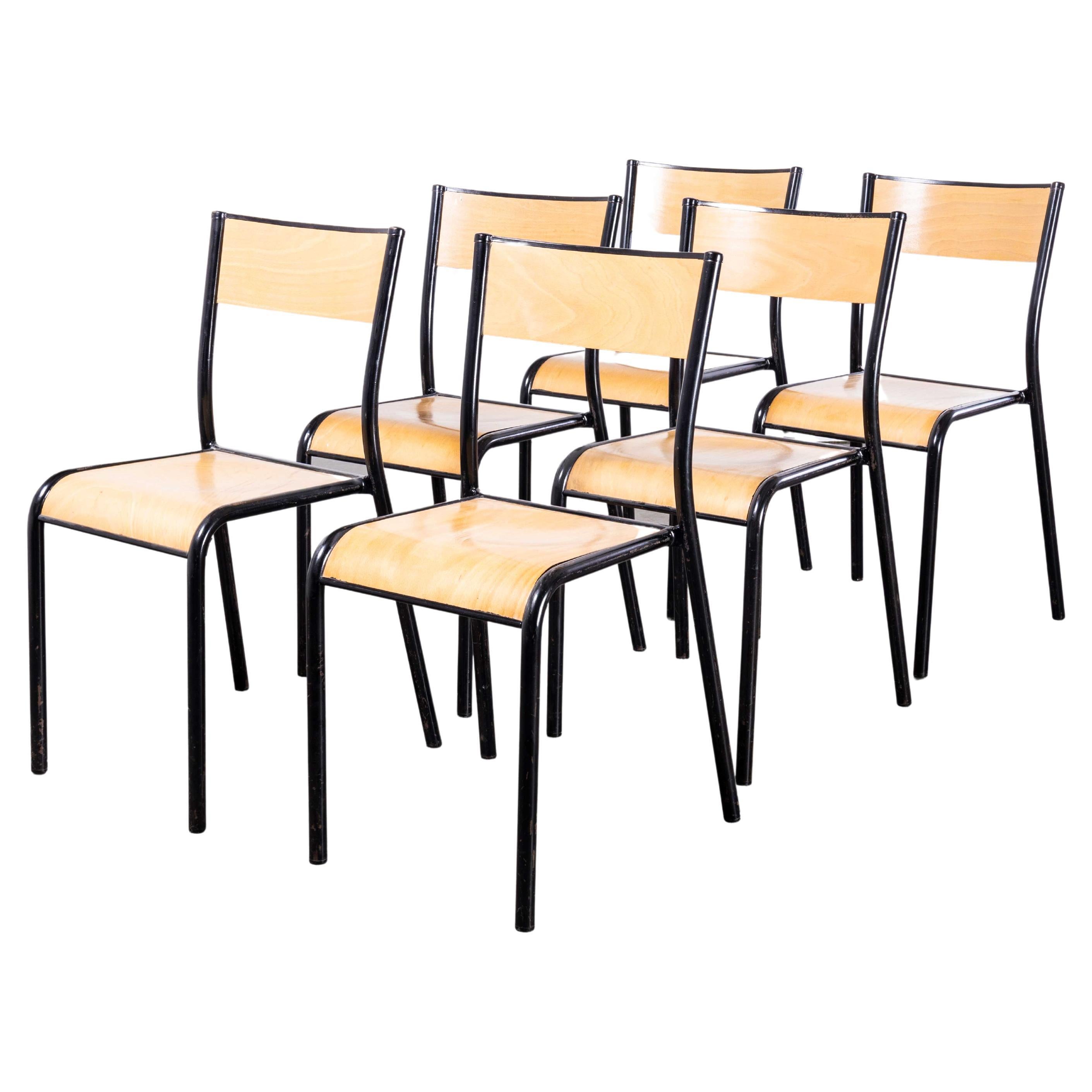 1950s French Mullca Stacking School, Black Model 510, Set of Six For Sale