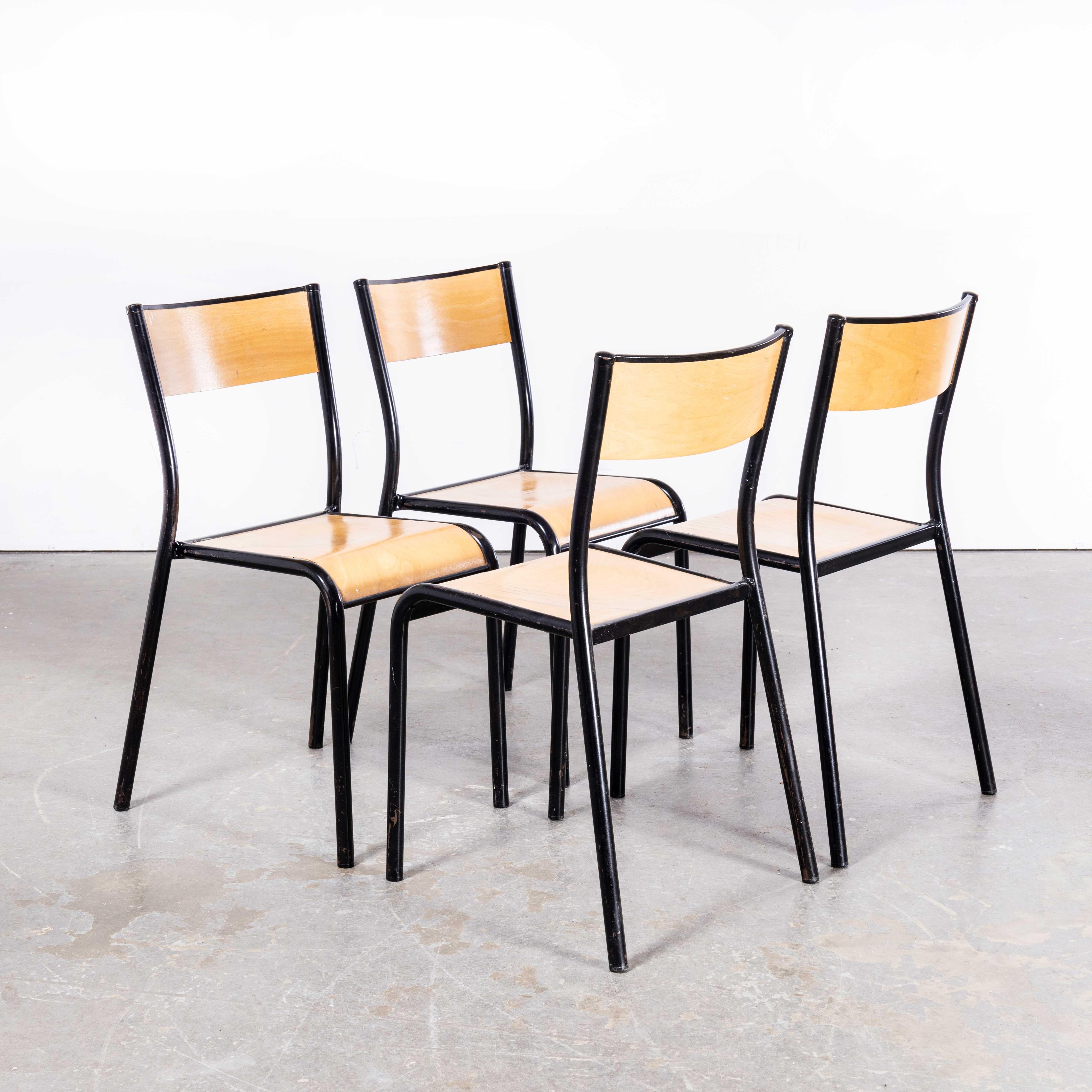 1950s French Mullca Stacking School – Dining Chairs – Black Model 510 – Set Of Four
1950s French Mullca Stacking School – Dining Chairs – Black Model 510 – Set Of Four. One of our most favourite chairs, in 1947 Robert Muller and Gaston Cavaillon