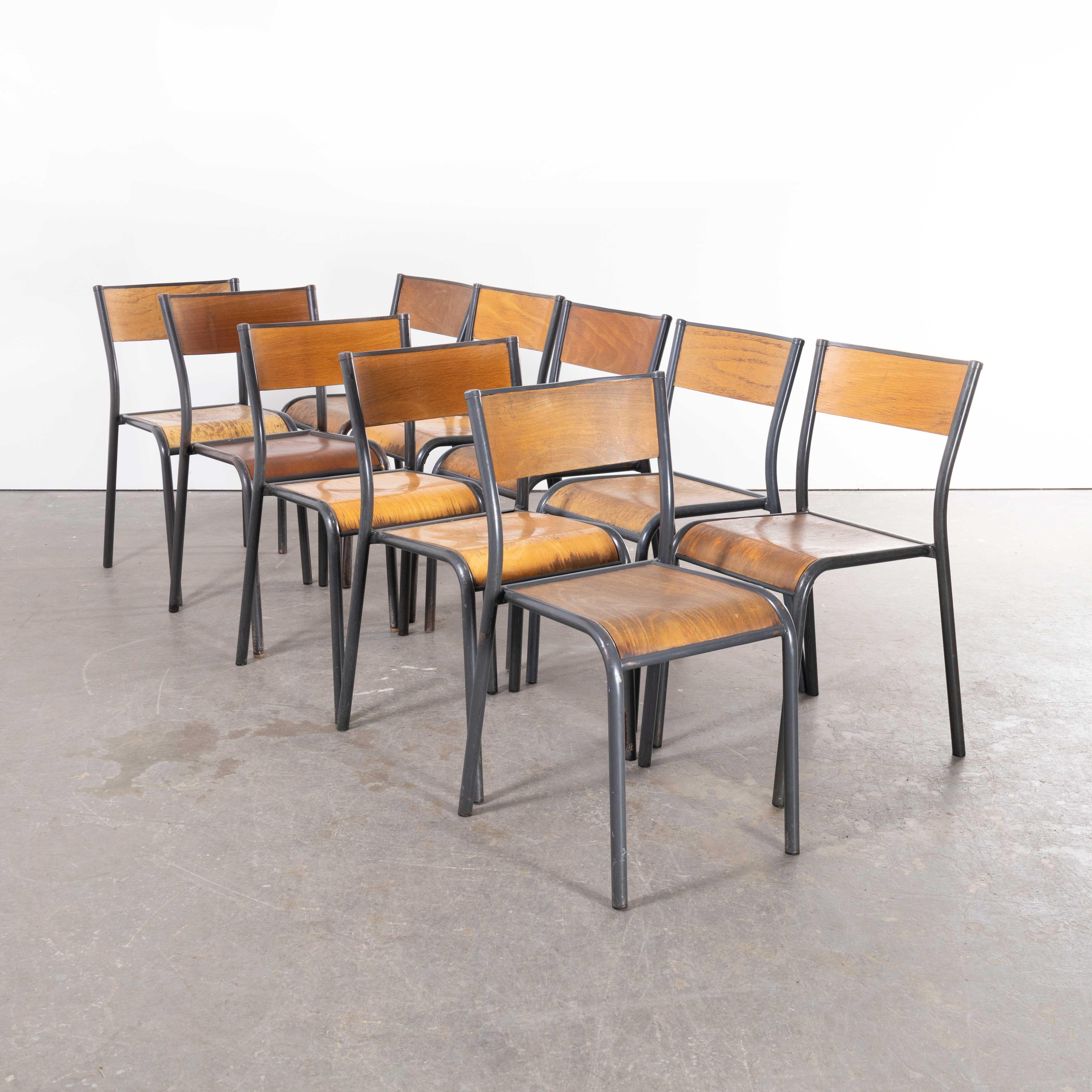 1950's Französisch Mullca Stacking Schule Esszimmerstühle Modell 510 -  Zehnerpackung 5
