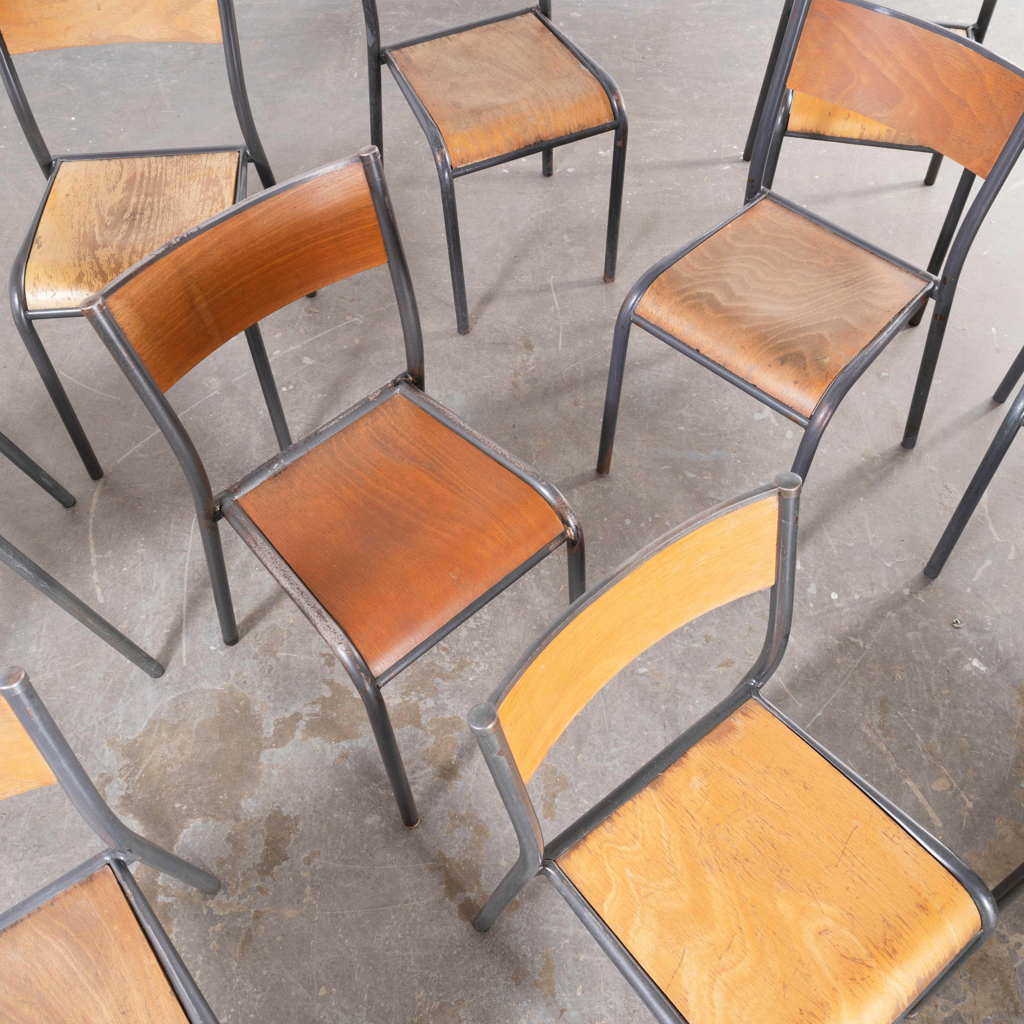 1950's Französisch Mullca Stacking Schule Esszimmerstühle Modell 510 -  Zehnerpackung 2