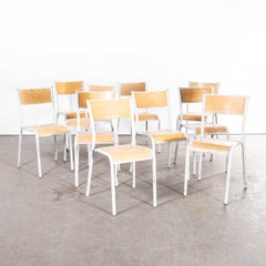 1950s French Mullca Stacking School Dining Chairs, Model 510, White, Set of T