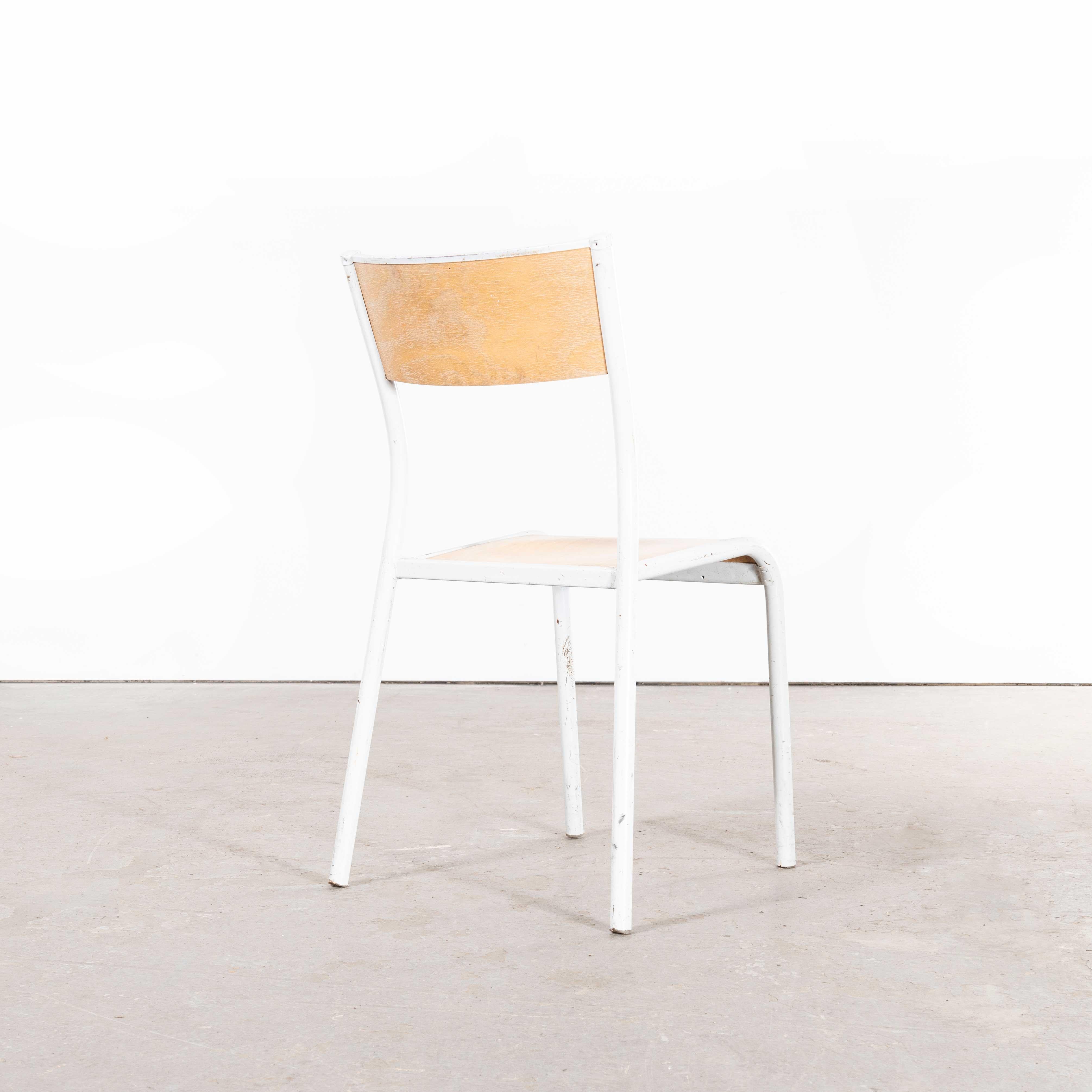 1950s French Mullca Stacking School Dining Chairs, Model 510, White, Set of T For Sale 1