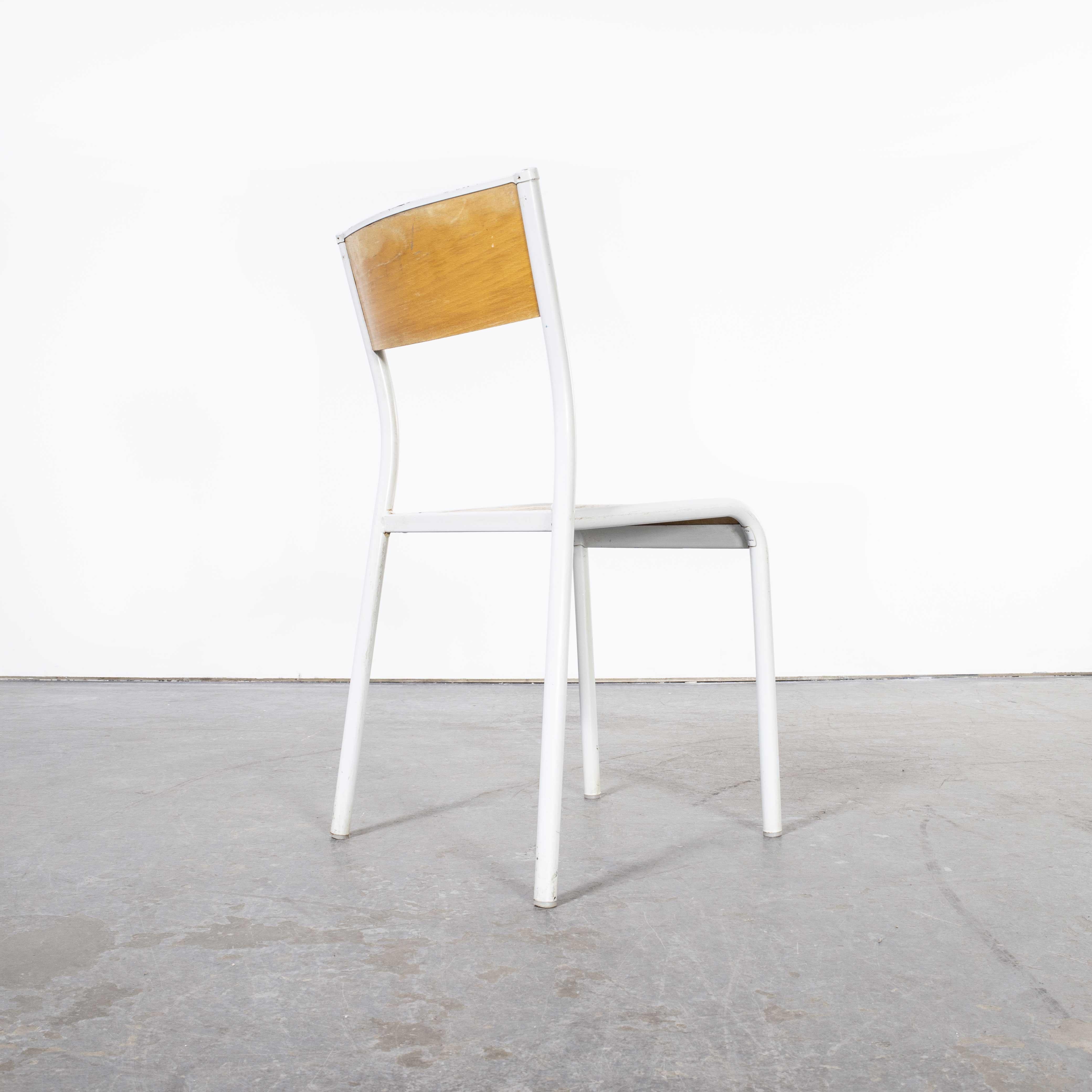 Mid-20th Century 1950's French Mullca Stacking School, Dining Chairs, White Model 510, Set of 