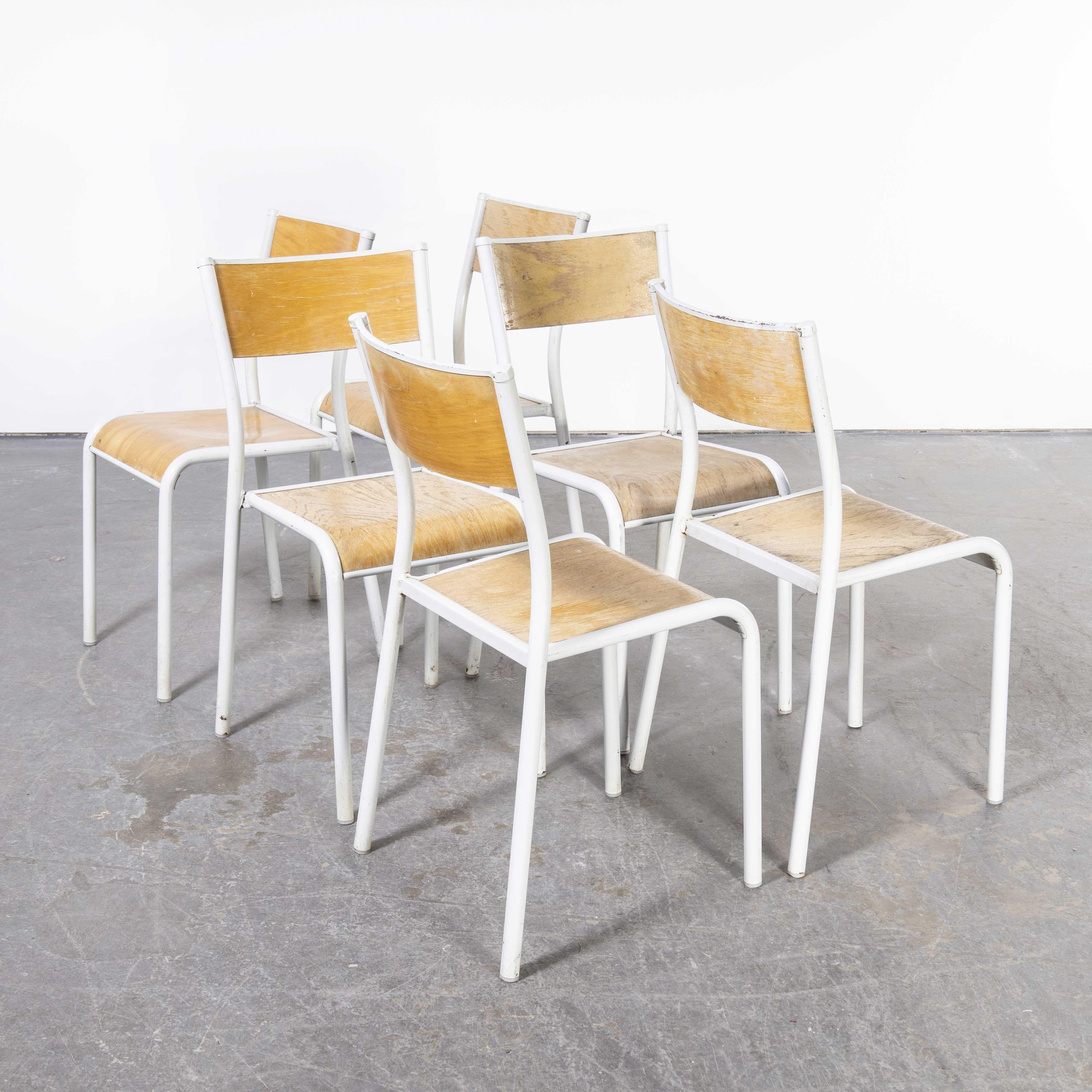 1950's French Mullca Stacking School, Dining Chairs, White Model 510, Set of  2