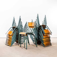 1950's French Mullca Steel Green Stacking School Dining Chairs-set of 4