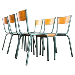 1950's French Mullca Steel Green Stacking School Dining Chairs-set of 6
