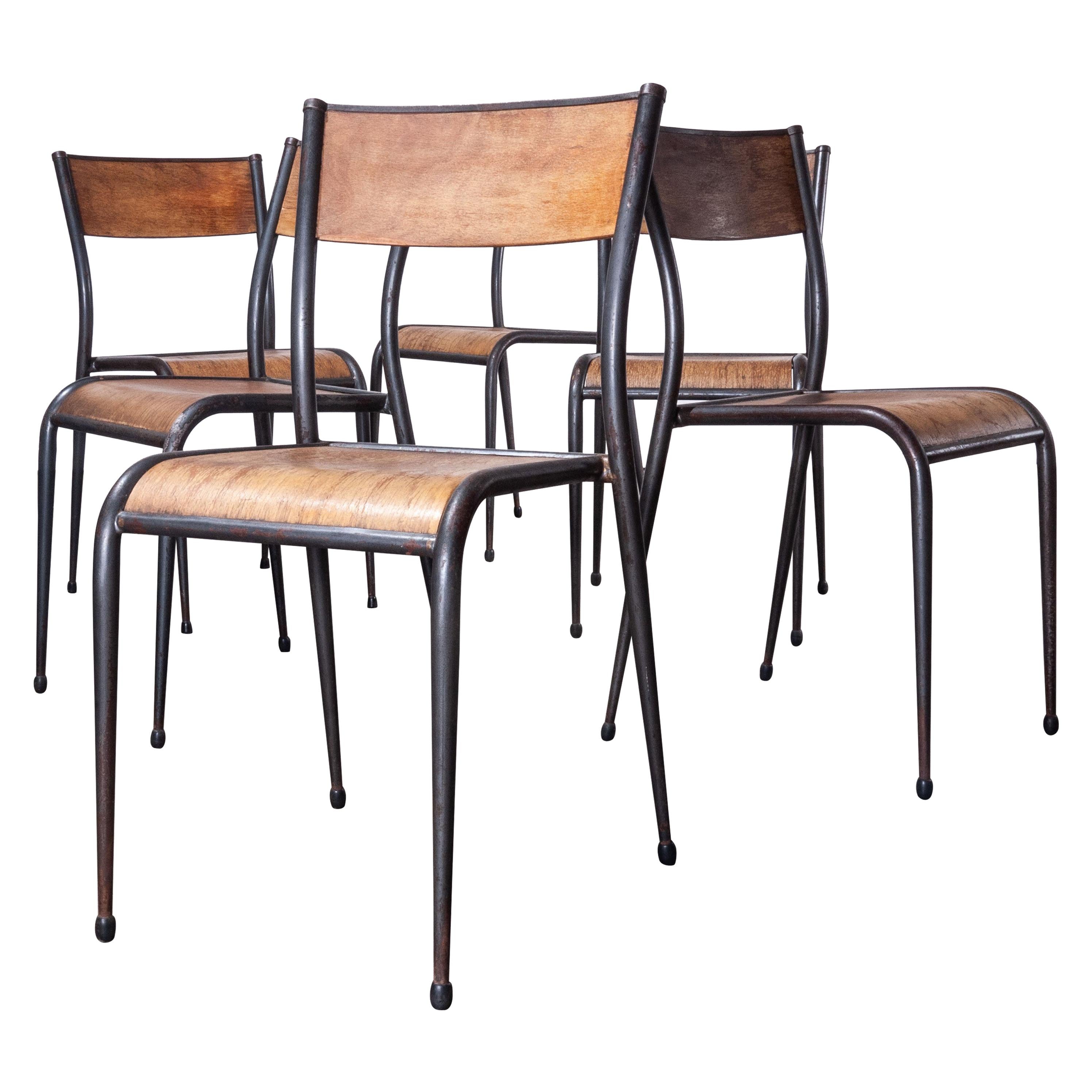 1950s French Mullca Tapered Leg Dining Chairs, Set of Six