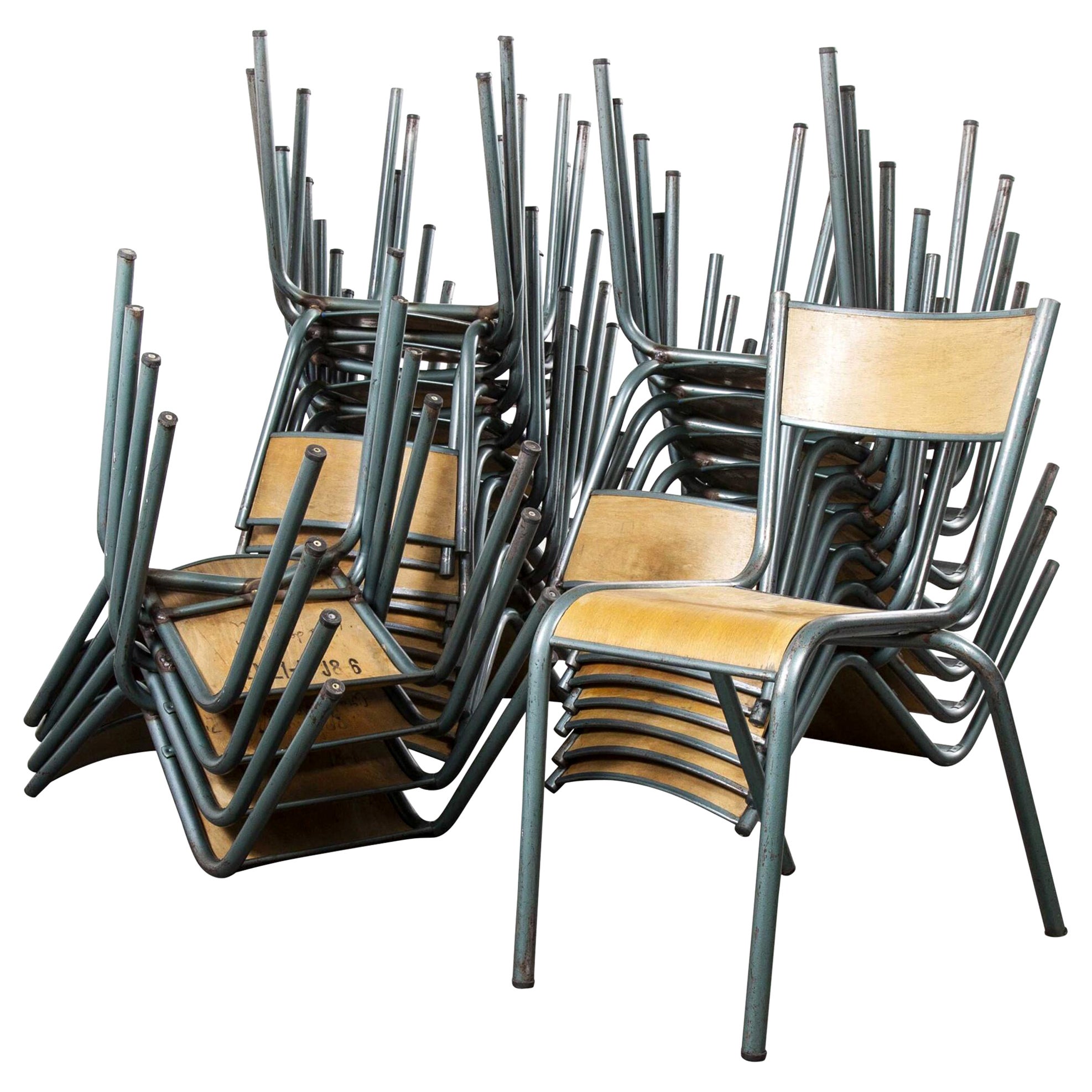 1950s French Mullca Vintage School, Dining Chairs Good Qty