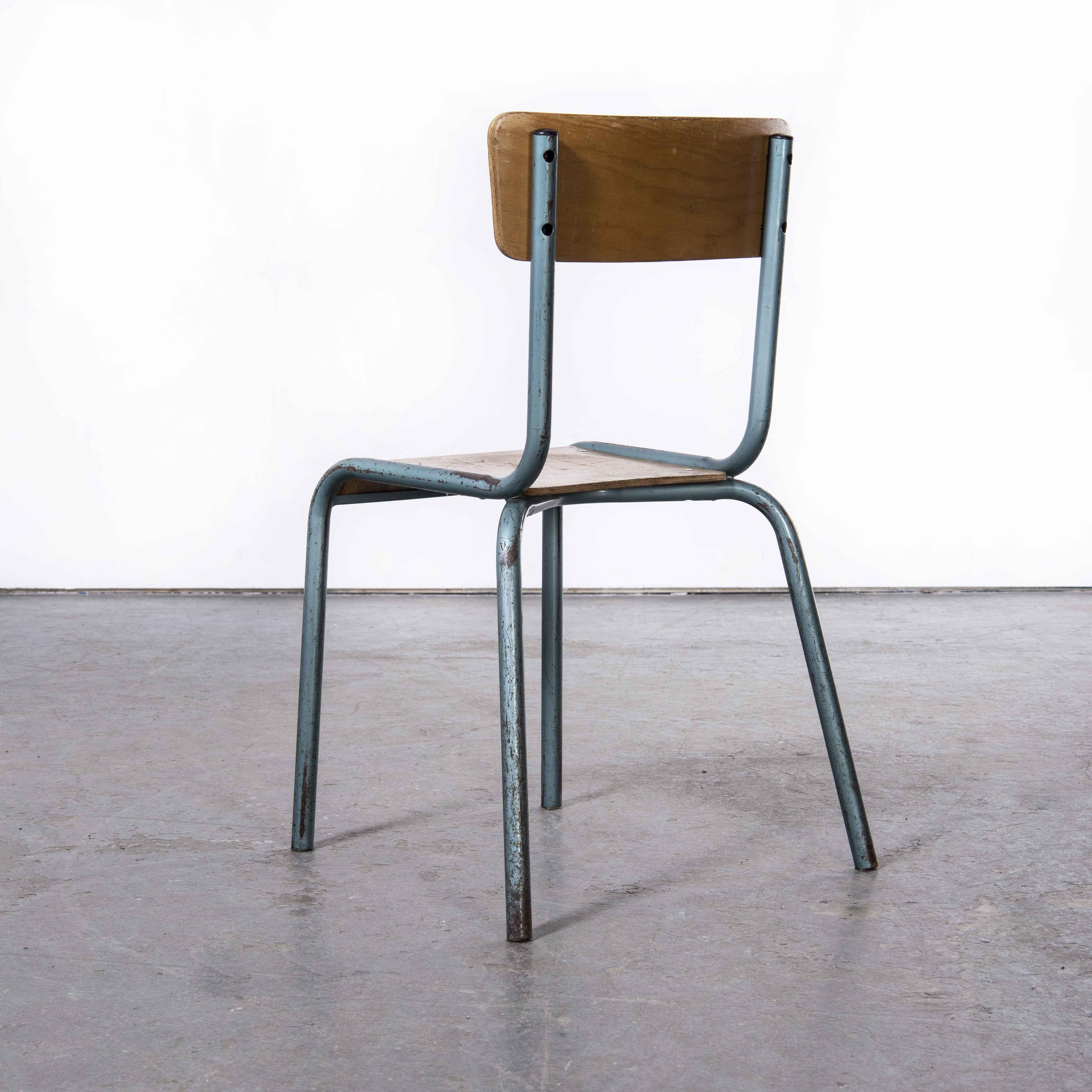 French 1950's Mullca Vintage Stacking School,  Chairs, Aqua Model 510/1 - Set Of Four