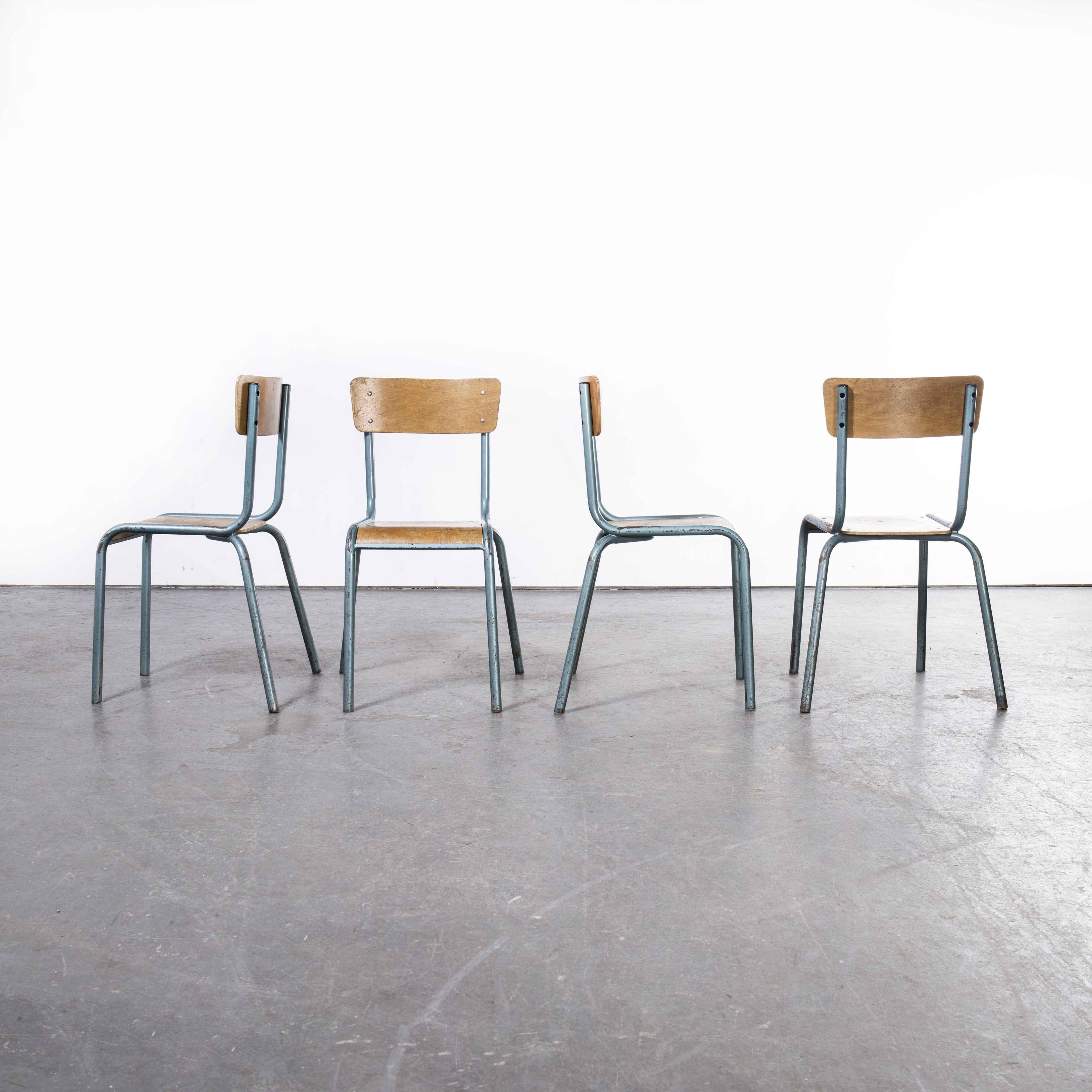 Mid-20th Century 1950's Mullca Vintage Stacking School,  Chairs, Aqua Model 510/1 - Set Of Four