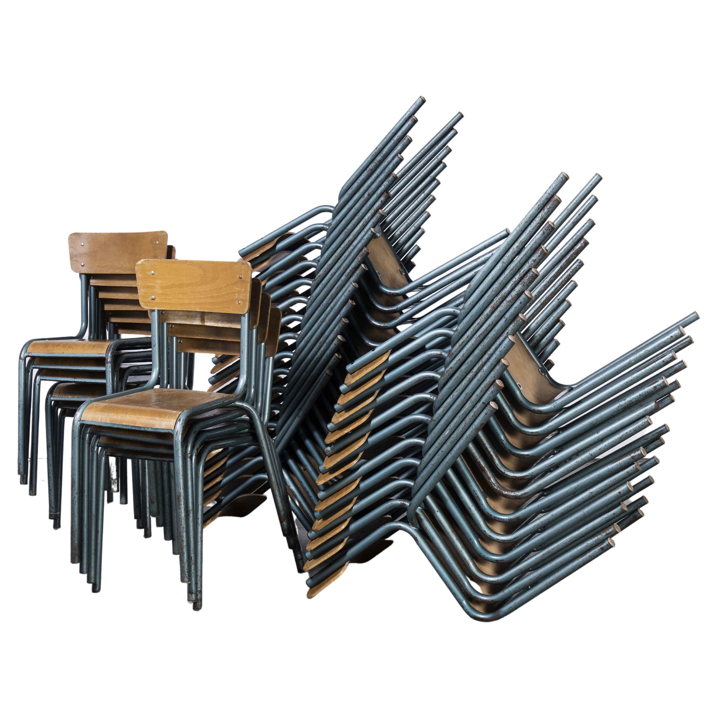 1950's Mullca Vintage Stacking School, Chairs, Aqua Model 510/1 Set