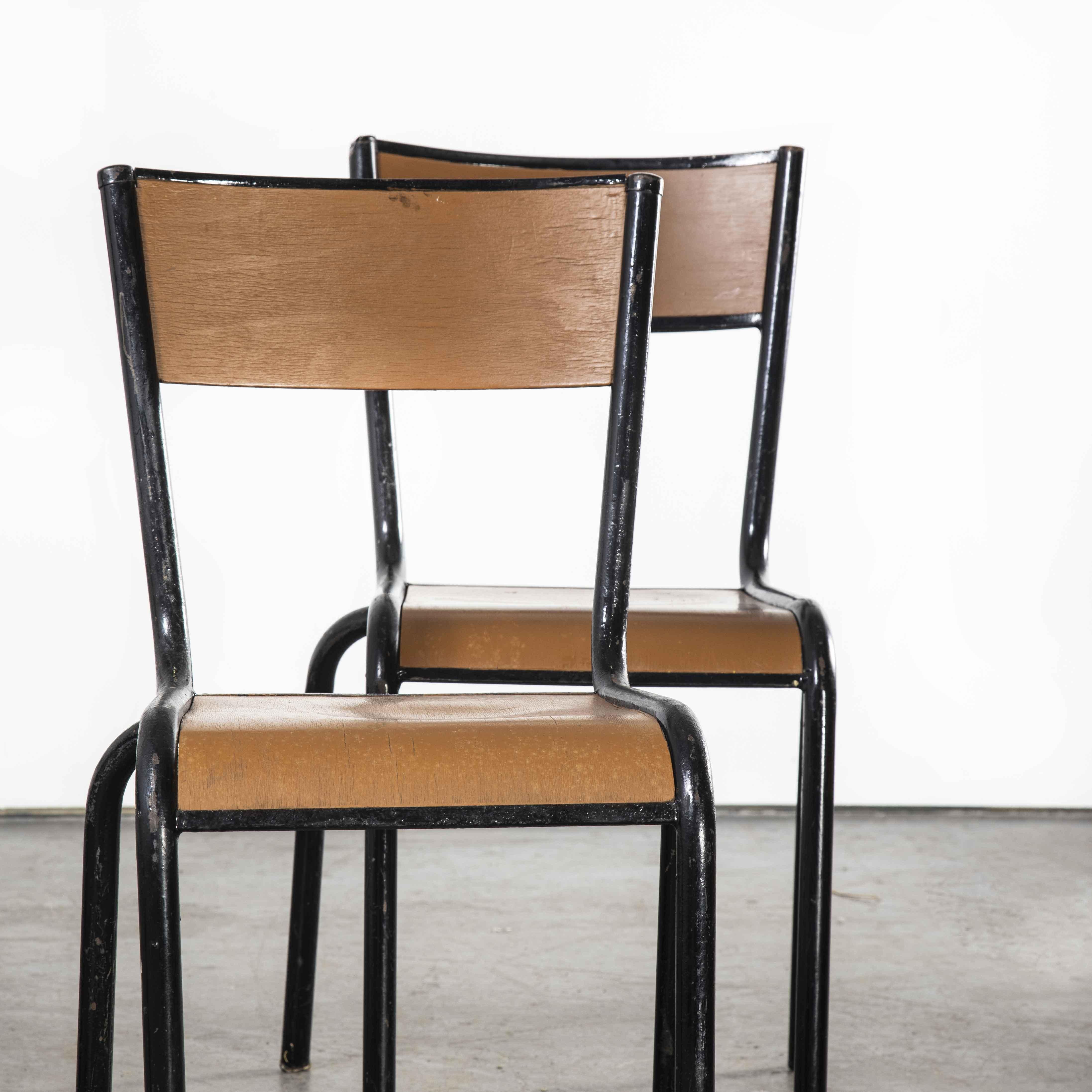 1950’s French Mullca vintage stacking school – dining chairs – brown model 510 – set of four

1950’s French Mullca vintage stacking school – dining chairs – brown model 510 – set of four. One of our most favourite chairs, in 1947 Robert Muller and